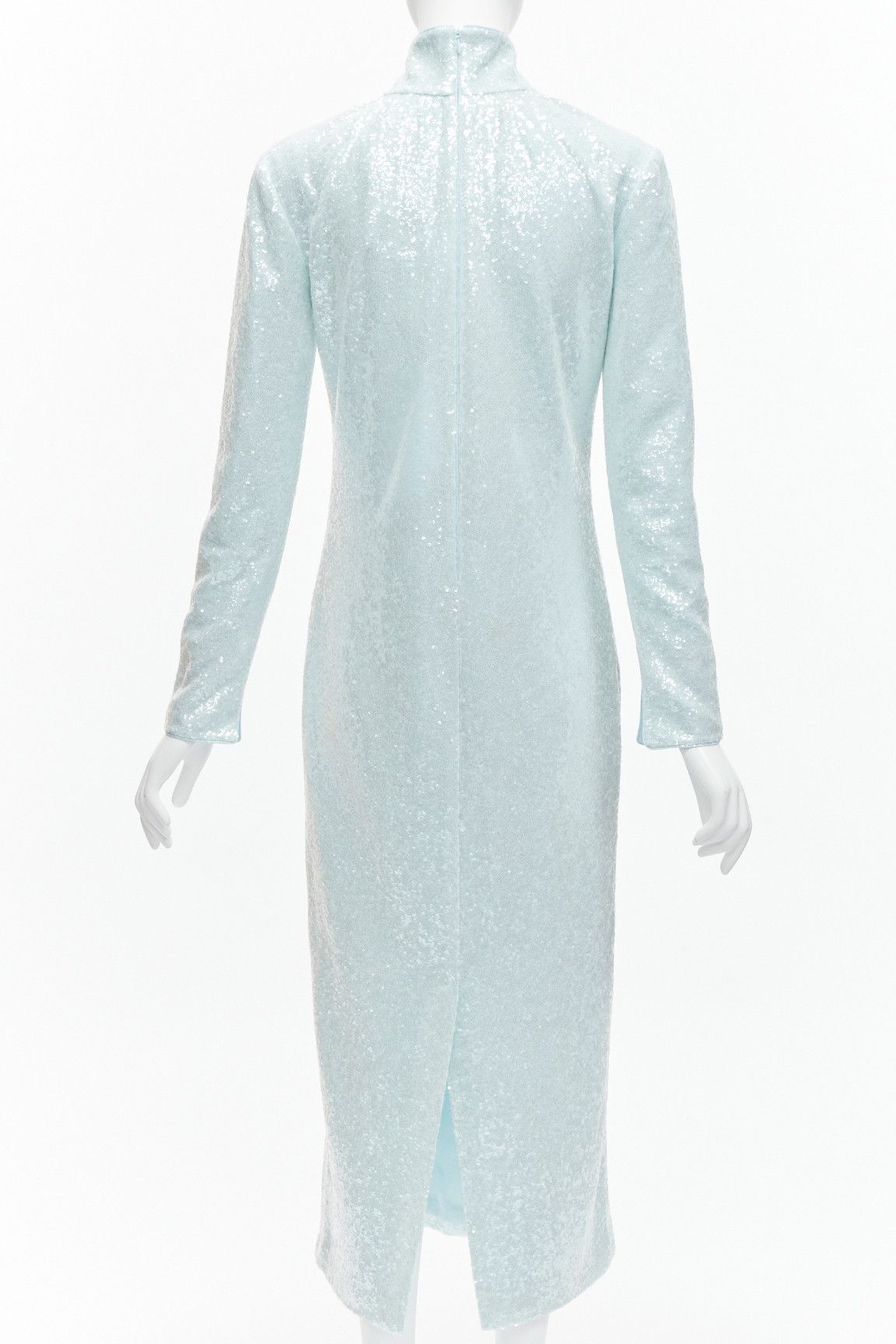 16Arlington 16ARLINGTON Vida light blue sequins high neck long sleeves cocktail dress UK6 XS Size XS / US 0-2 / IT 36-38 - 5 Thumbnail