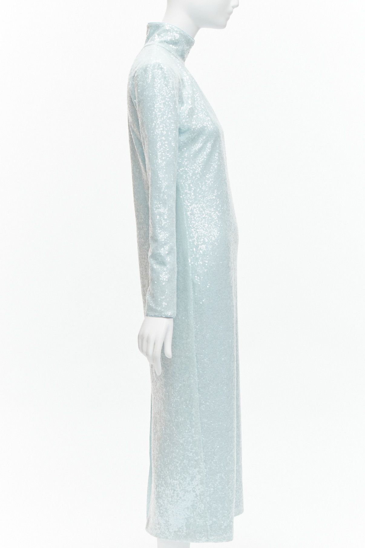 16Arlington 16ARLINGTON Vida light blue sequins high neck long sleeves cocktail dress UK6 XS Size XS / US 0-2 / IT 36-38 - 4 Thumbnail