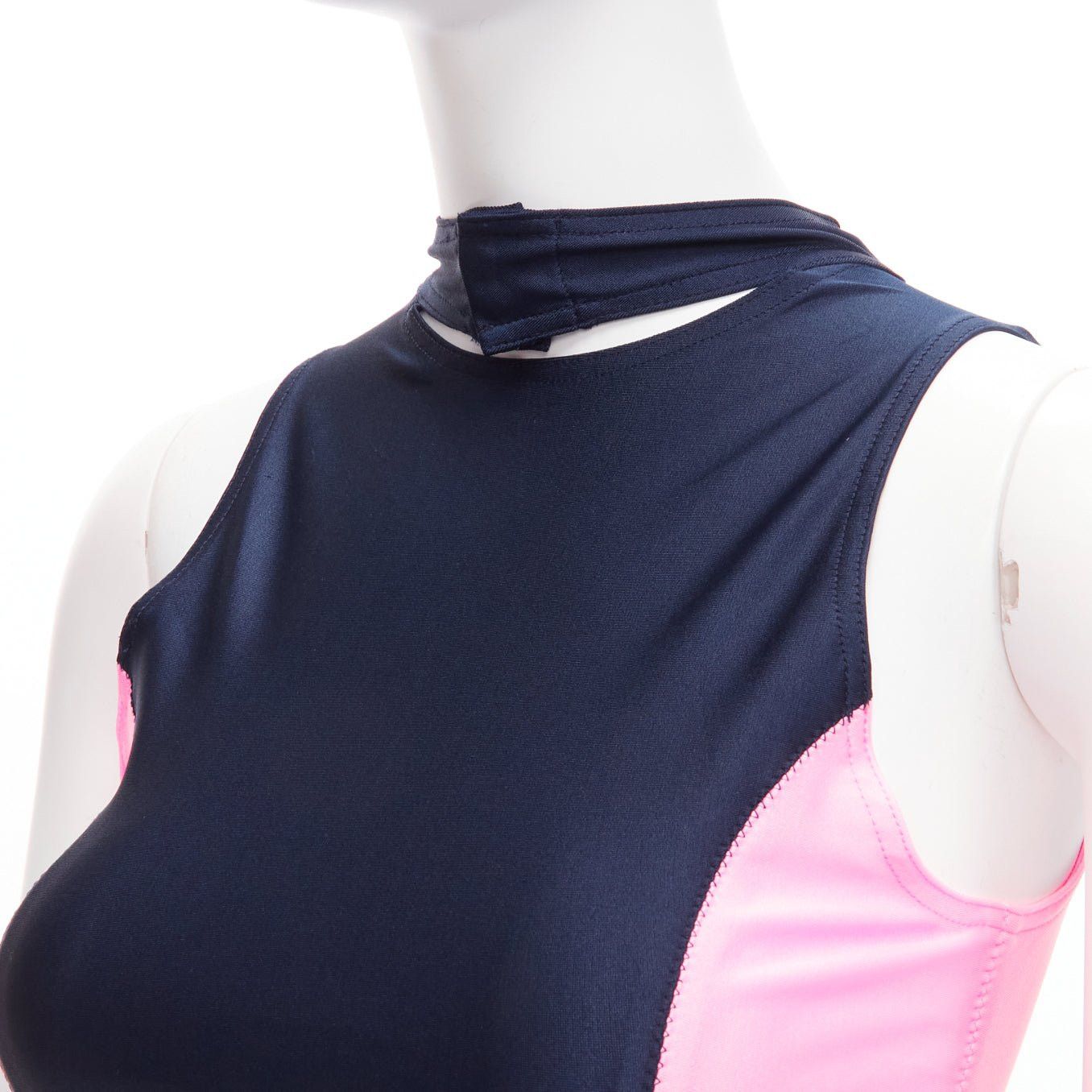 Ambush Design new AMBUSH pink navy panelled logo back waist tie cropped sports top Size 1 S Size S / US 4 / IT 40 - 7 Thumbnail