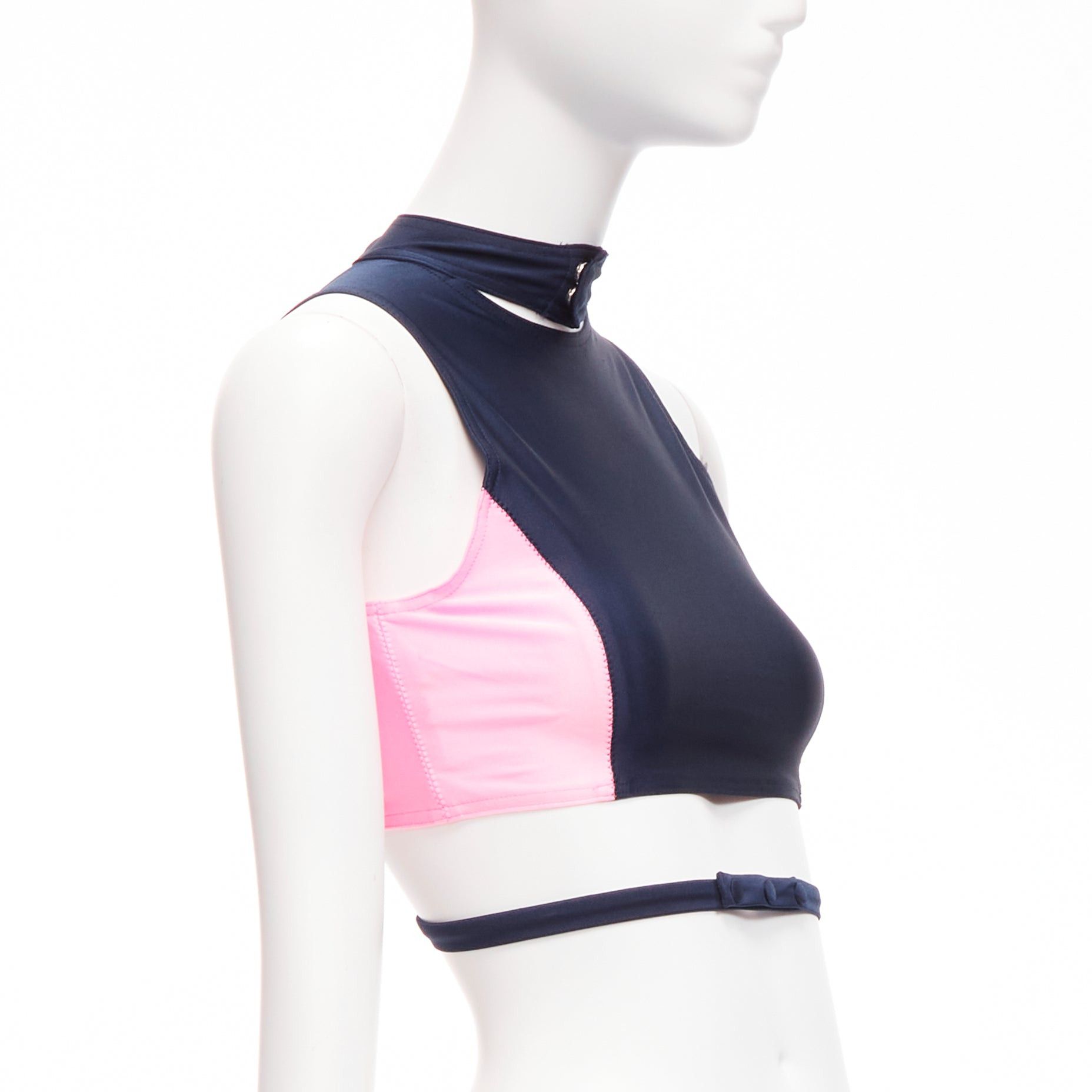 Ambush Design new AMBUSH pink navy panelled logo back waist tie cropped sports top Size 1 S Size S / US 4 / IT 40 - 3 Thumbnail