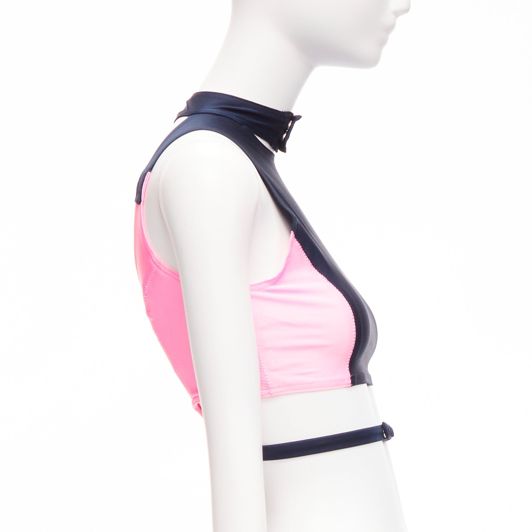 Ambush Design new AMBUSH pink navy panelled logo back waist tie cropped sports top Size 1 S Size S / US 4 / IT 40 - 4 Thumbnail