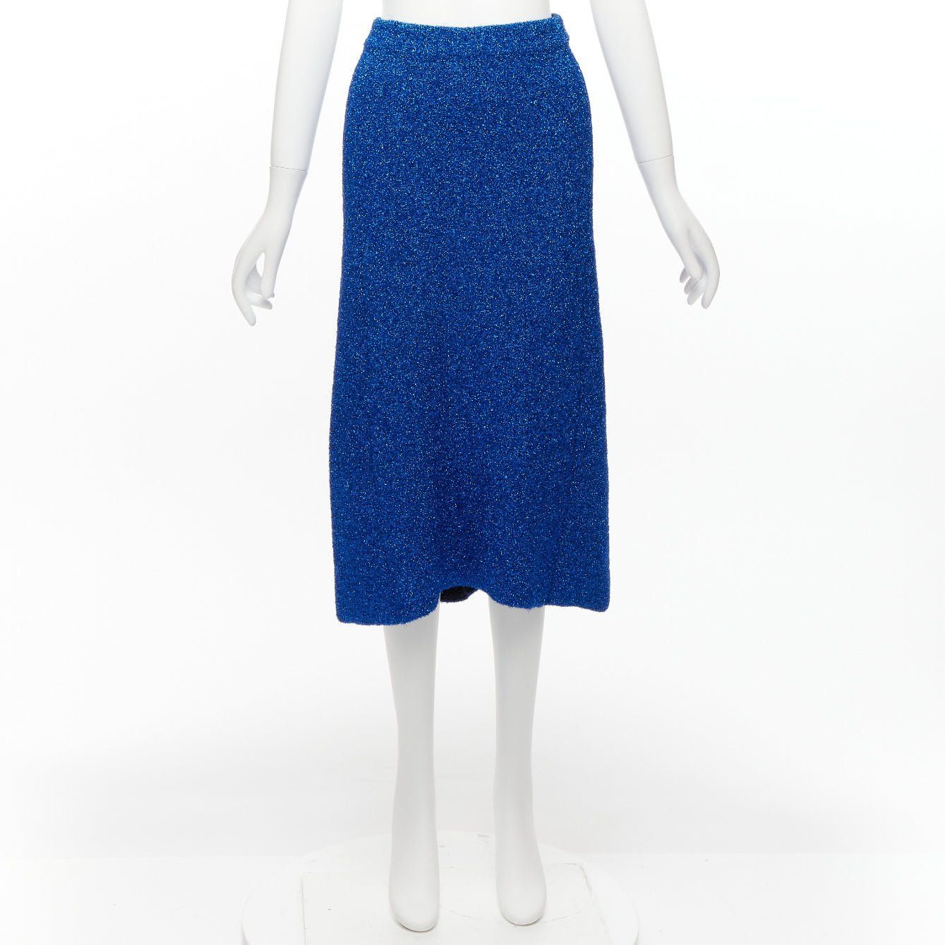 Balenciaga BALENCIAGA Demna 2016 blue metallic tinsel high waist high low midi skirt FR36 S Size 27" / US 4 / IT 40 - 9 Thumbnail
