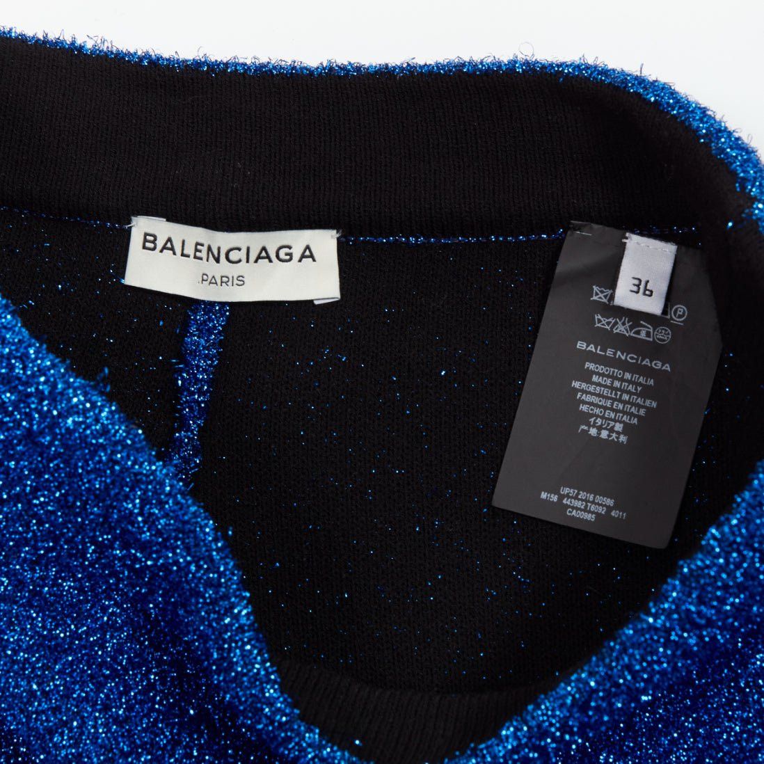 Balenciaga BALENCIAGA Demna 2016 blue metallic tinsel high waist high low midi skirt FR36 S Size 27" / US 4 / IT 40 - 8 Thumbnail