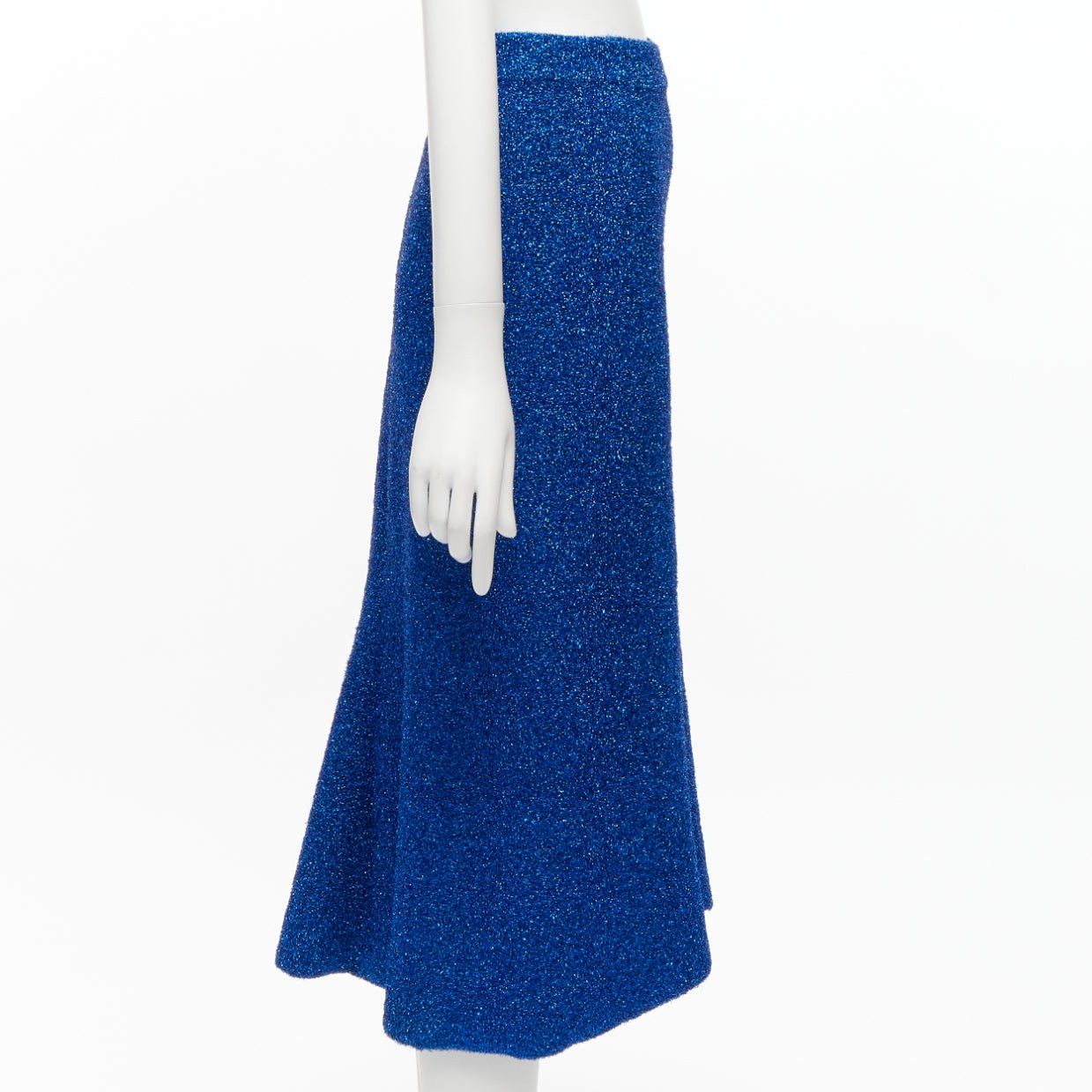 Balenciaga BALENCIAGA Demna 2016 blue metallic tinsel high waist high low midi skirt FR36 S Size 27" / US 4 / IT 40 - 4 Thumbnail