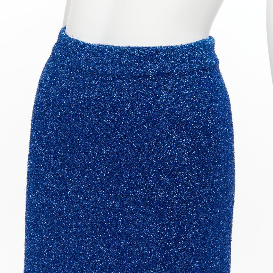 Balenciaga BALENCIAGA Demna 2016 blue metallic tinsel high waist high low midi skirt FR36 S Size 27" / US 4 / IT 40 - 7 Thumbnail