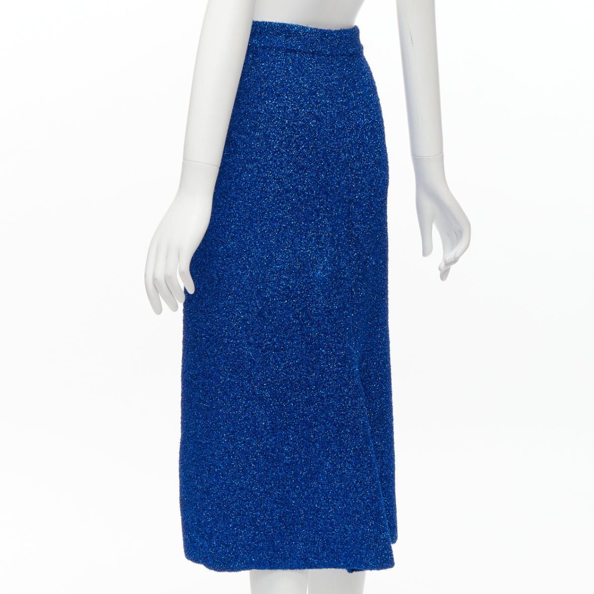 Balenciaga BALENCIAGA Demna 2016 blue metallic tinsel high waist high low midi skirt FR36 S Size 27" / US 4 / IT 40 - 6 Thumbnail