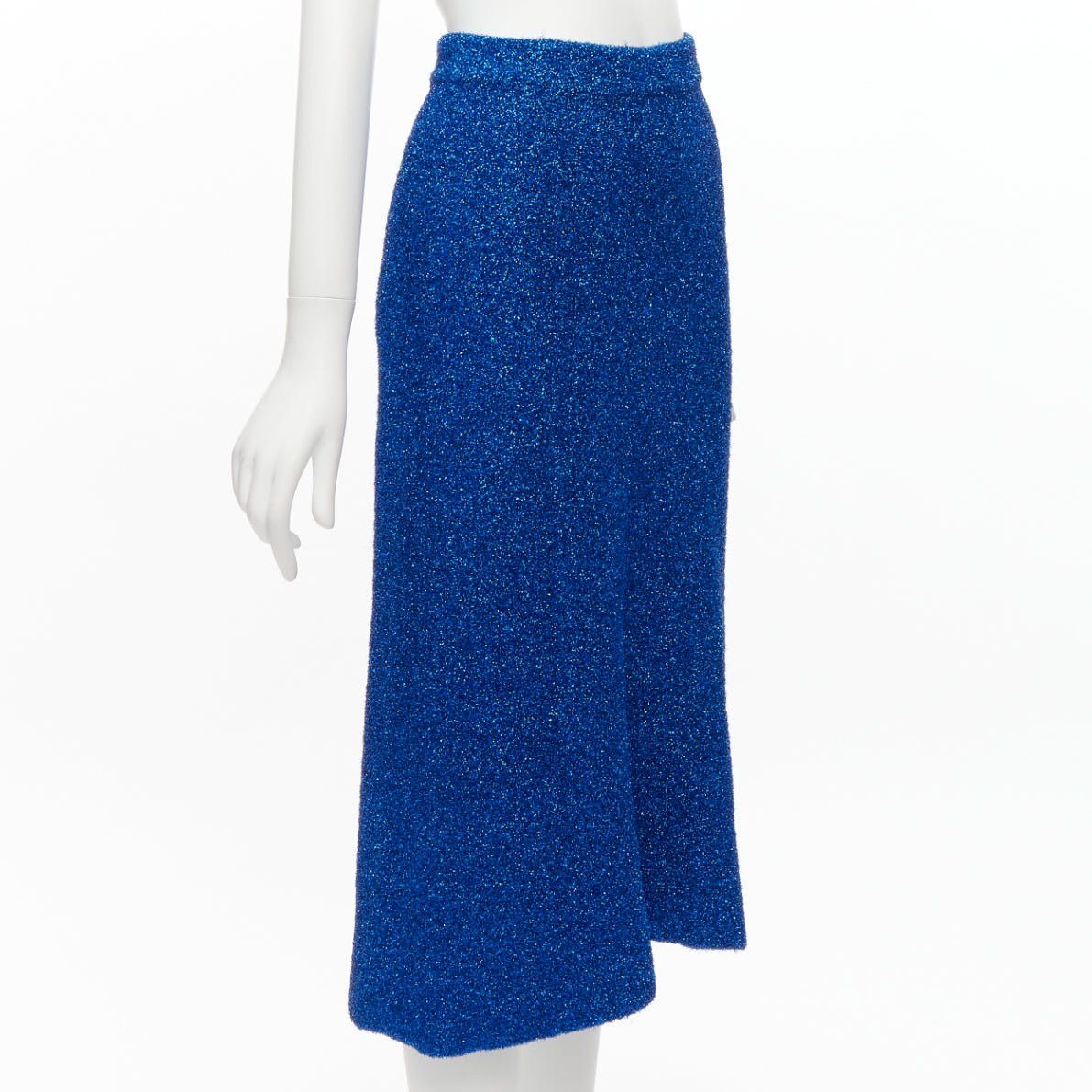 Balenciaga BALENCIAGA Demna 2016 blue metallic tinsel high waist high low midi skirt FR36 S Size 27" / US 4 / IT 40 - 3 Thumbnail