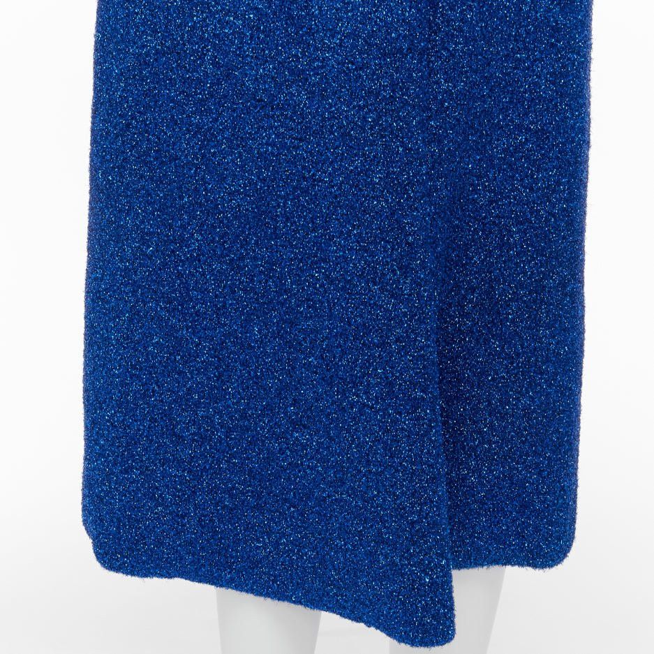 Balenciaga BALENCIAGA Demna 2016 blue metallic tinsel high waist high low midi skirt FR36 S Size 27" / US 4 / IT 40 - 2 Thumbnail