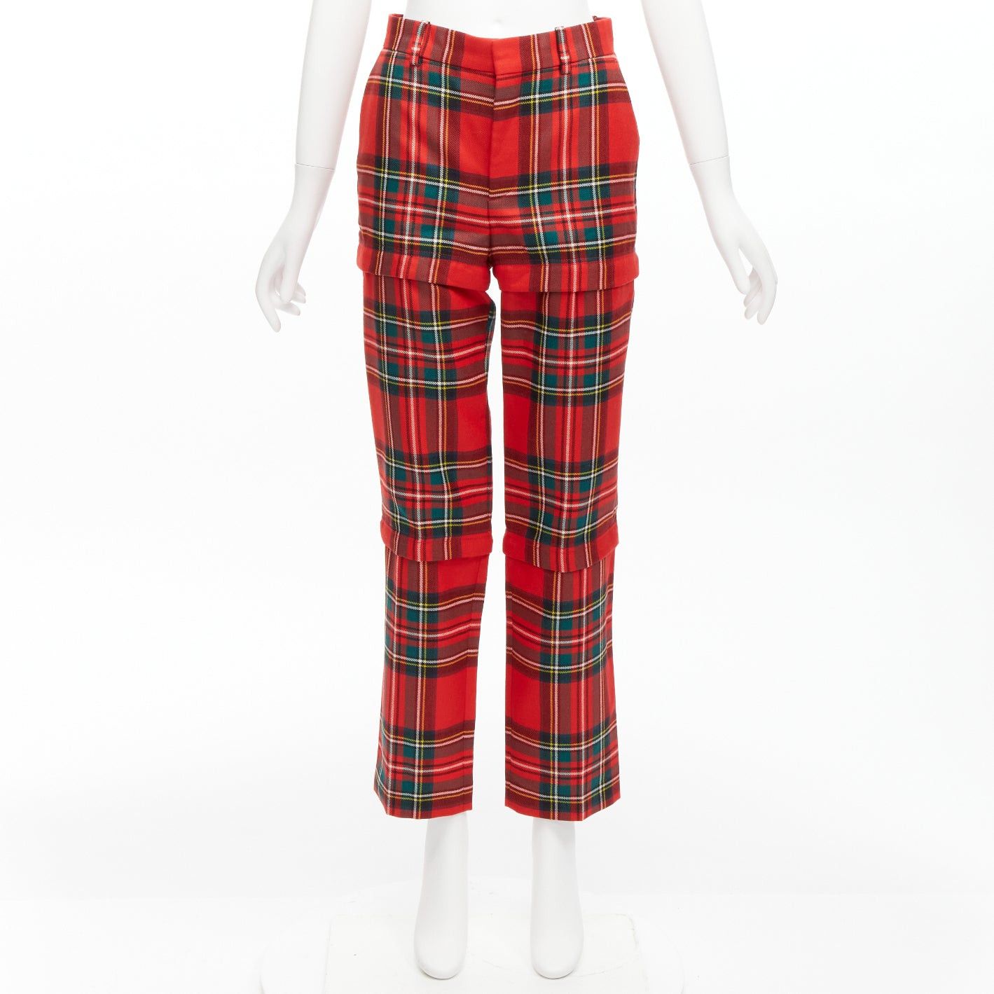 Balenciaga BALENCIAGA 2017 Runway red green punk plaid detachable zipper pants FR34 XS Size 26" / US 2 / IT 38 - 9 Thumbnail