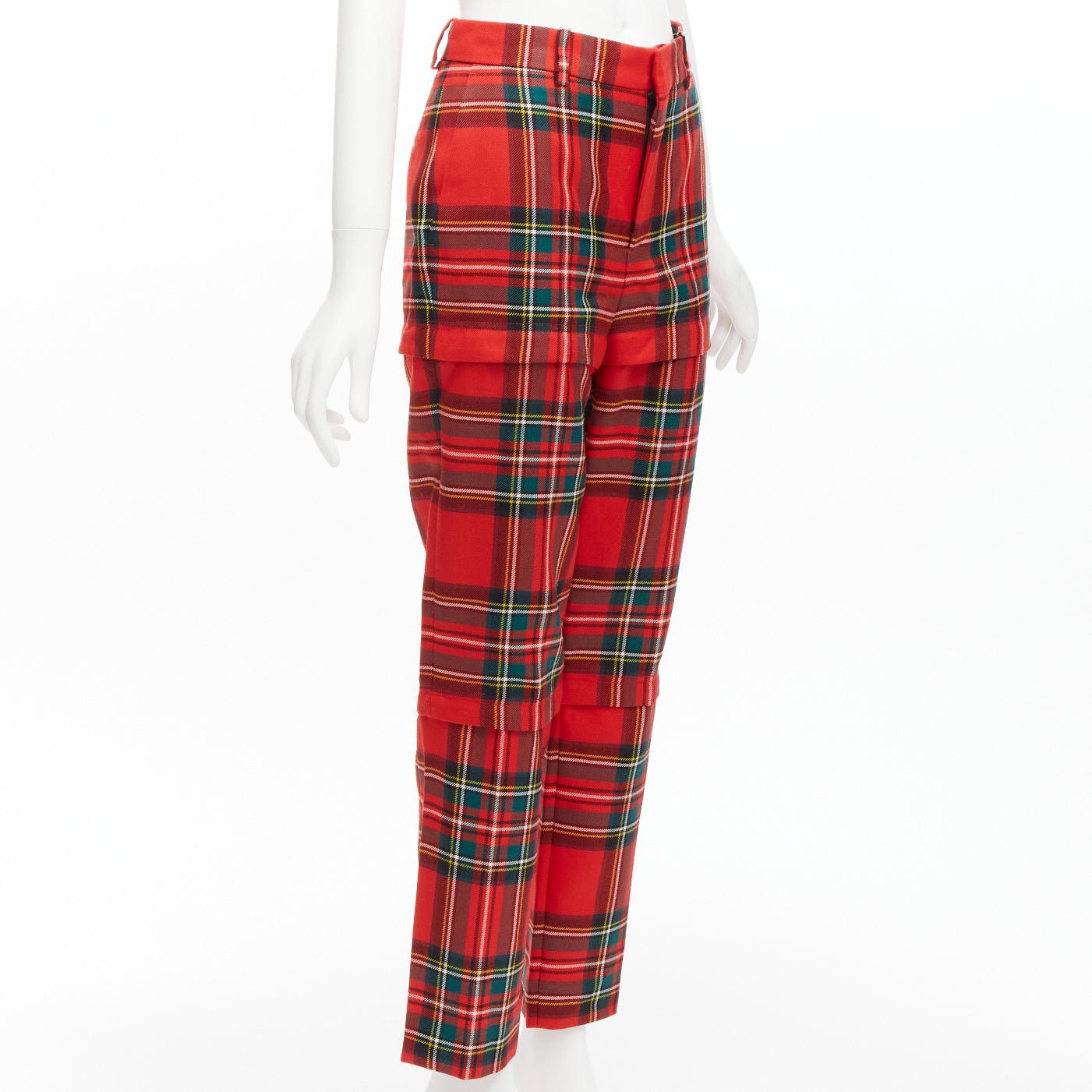 Balenciaga BALENCIAGA 2017 Runway red green punk plaid detachable zipper pants FR34 XS Size 26" / US 2 / IT 38 - 3 Thumbnail