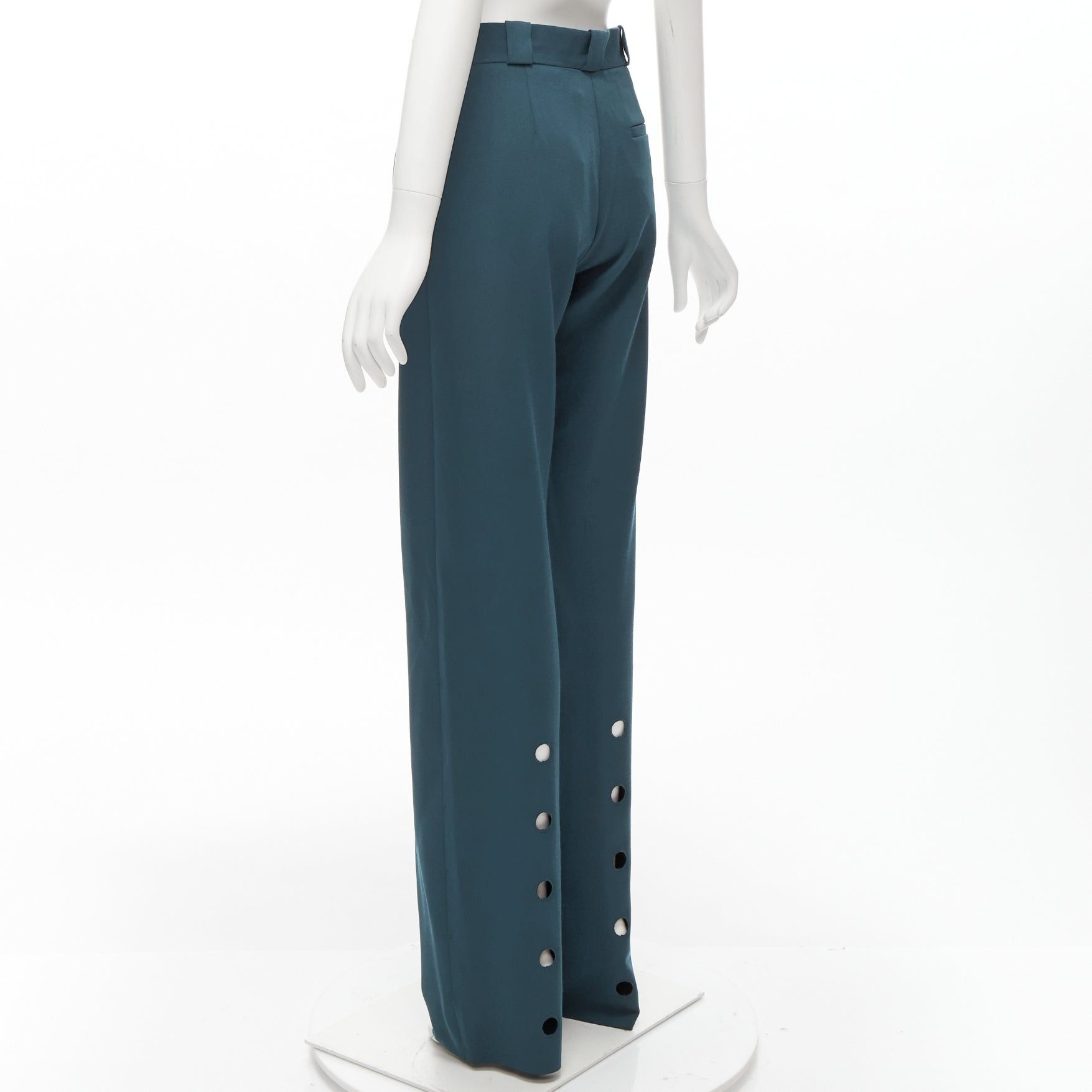 Vetements new VETEMENTS Demna 2019 dark green cut out hole high waisted pants S Size 27" / US 4 / IT 40 - 6 Thumbnail
