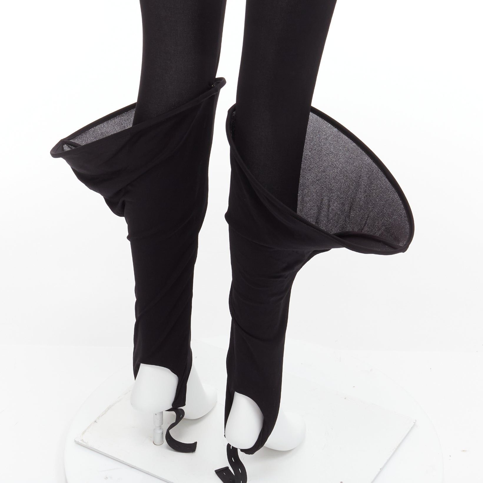 Loewe new LOEWE Runway Hoop black 3D cuff semi sheer stirred up legging pants FR36 S Size 27" / US 4 / IT 40 - 2 Thumbnail