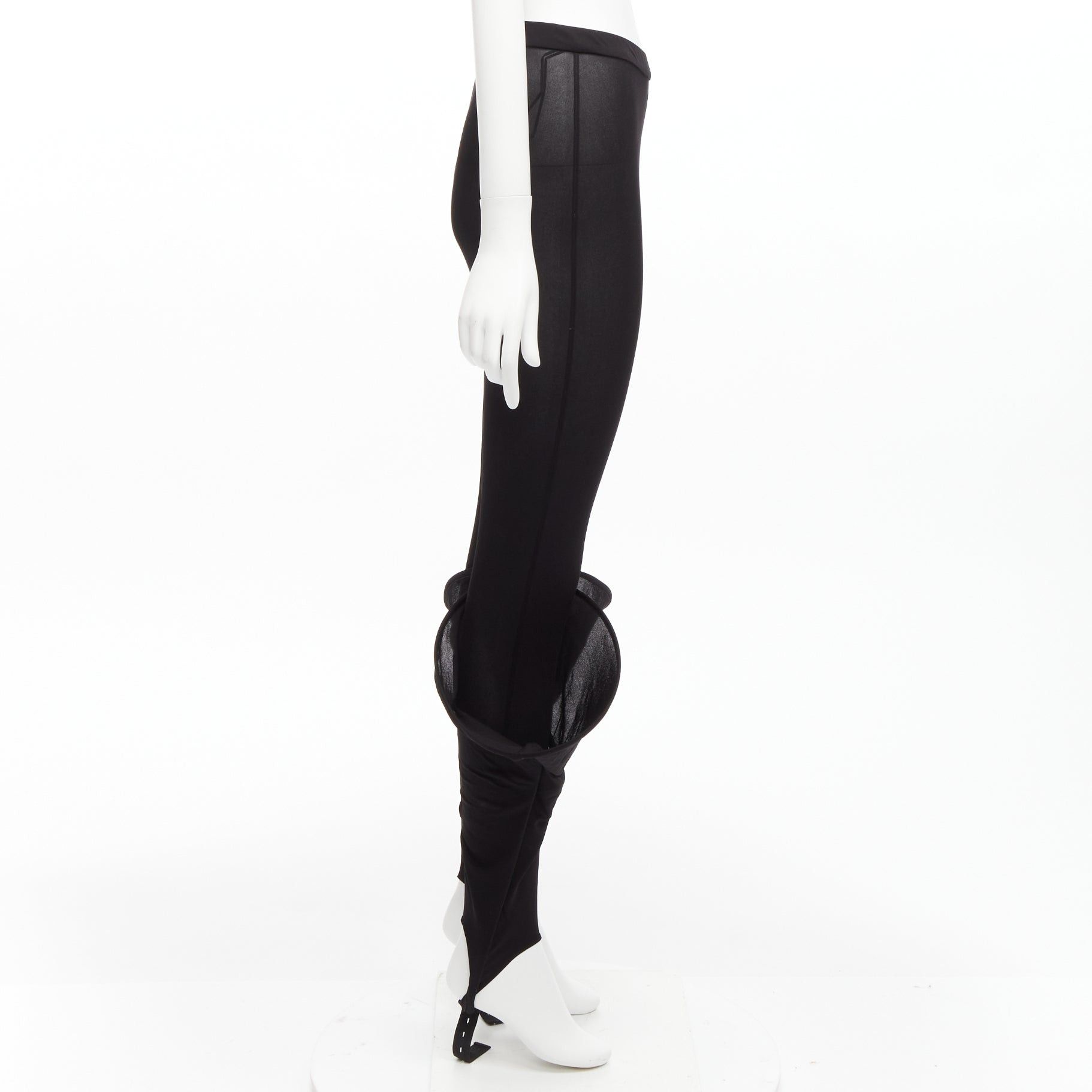 Loewe new LOEWE Runway Hoop black 3D cuff semi sheer stirred up legging pants FR36 S Size 27" / US 4 / IT 40 - 4 Thumbnail