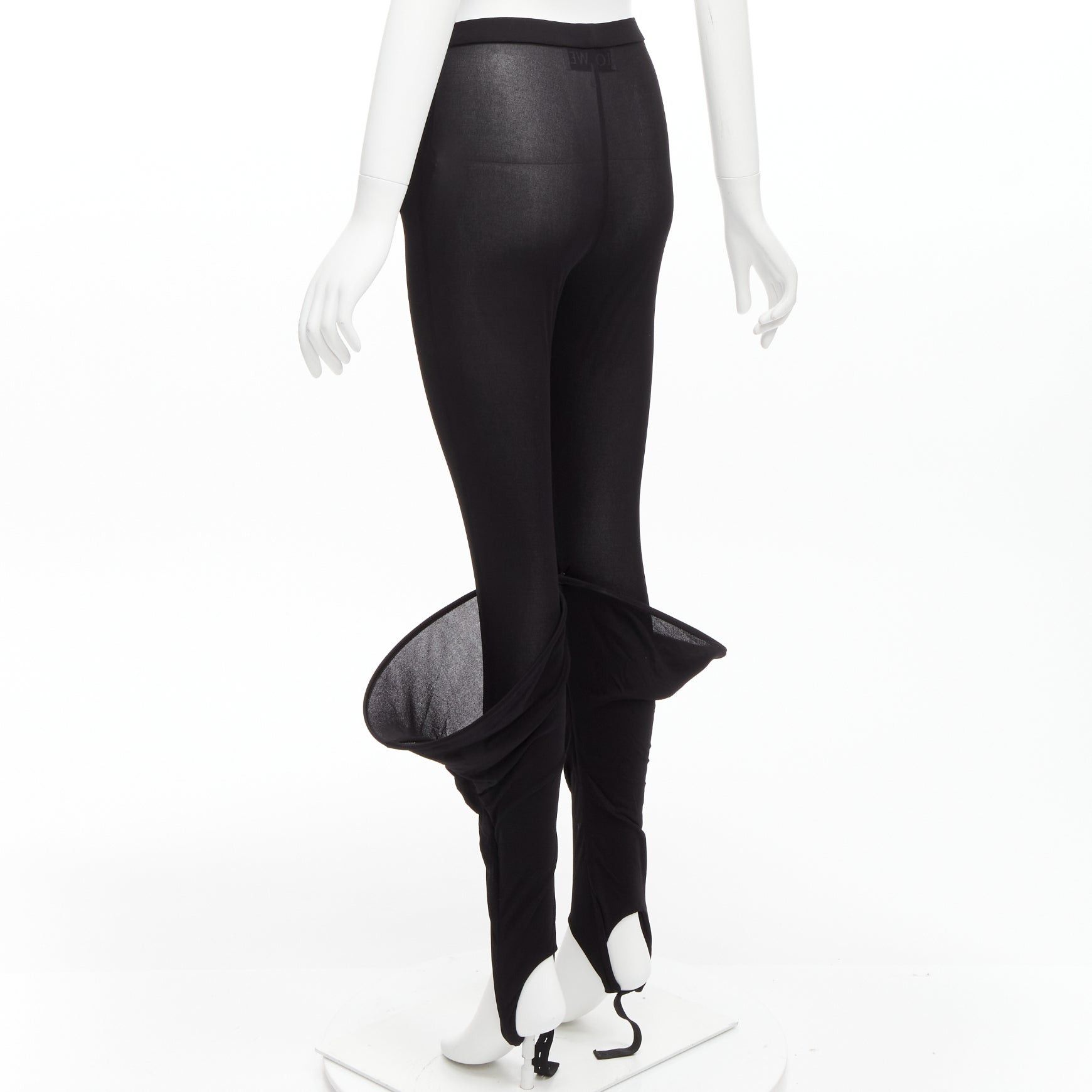 Loewe new LOEWE Runway Hoop black 3D cuff semi sheer stirred up legging pants FR36 S Size 27" / US 4 / IT 40 - 6 Thumbnail