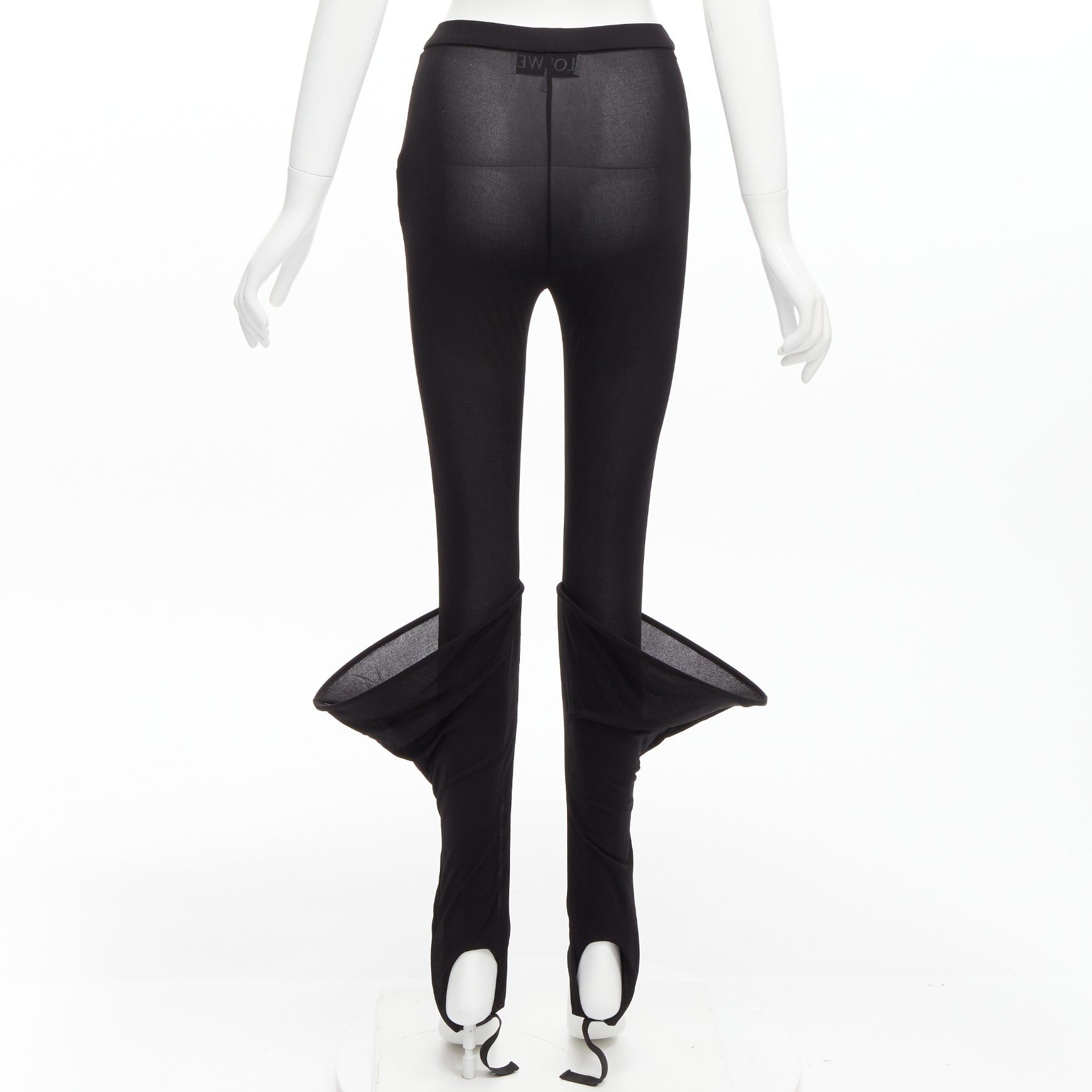 Loewe new LOEWE Runway Hoop black 3D cuff semi sheer stirred up legging pants FR36 S Size 27" / US 4 / IT 40 - 5 Thumbnail