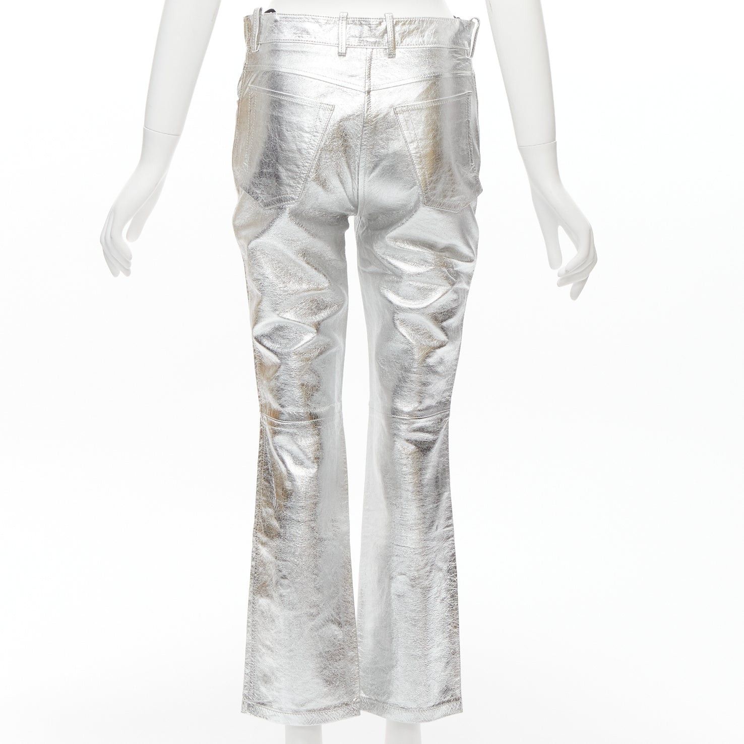 Petar Petrov PETAR PETROV silver genuine leather gold ring zip moto pants FR36 S Size 27" / US 4 / IT 40 - 5 Thumbnail