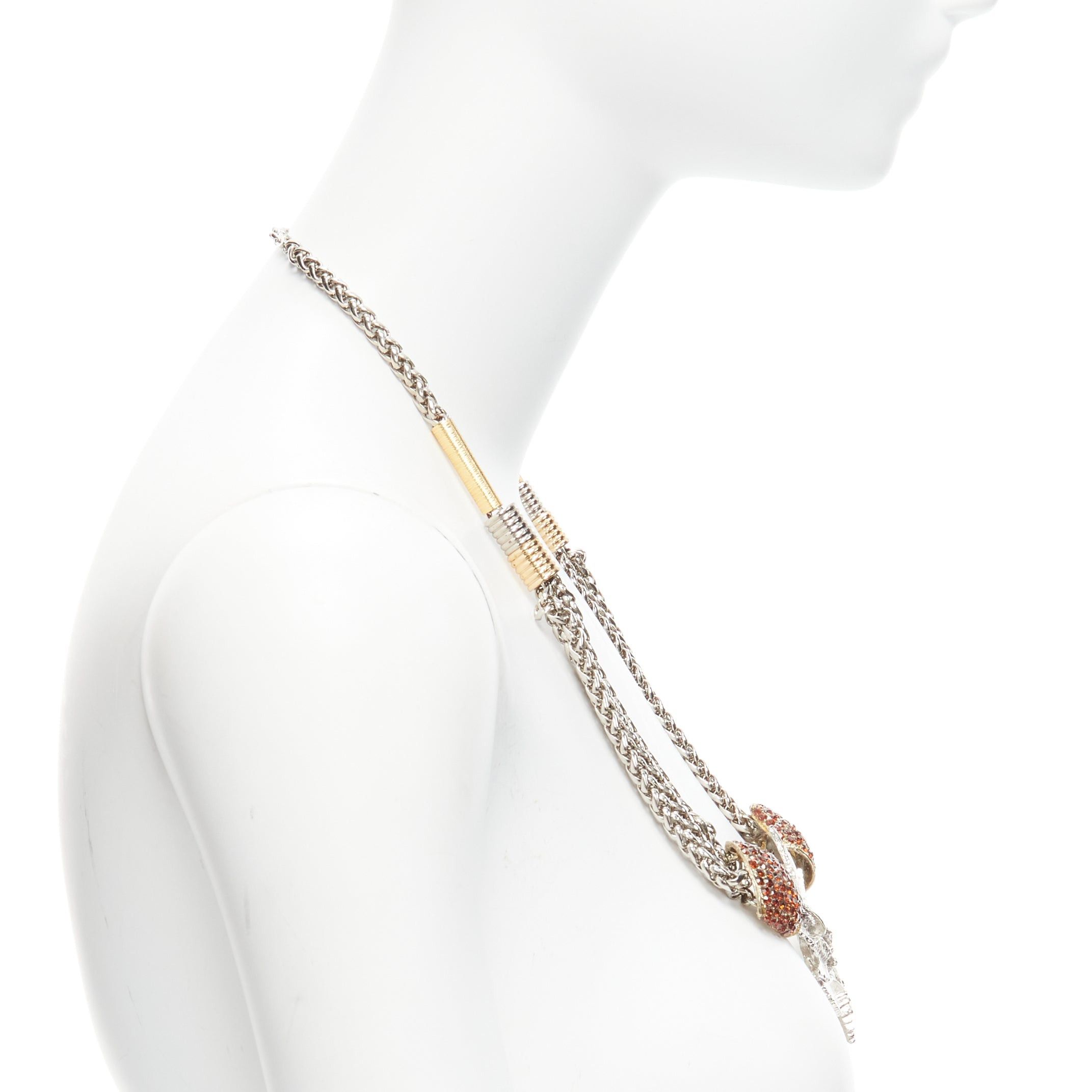 Toga TOGA ARCHIVES silver Eagles red crystal studs chain short necklace Size ONE SIZE - 4 Thumbnail