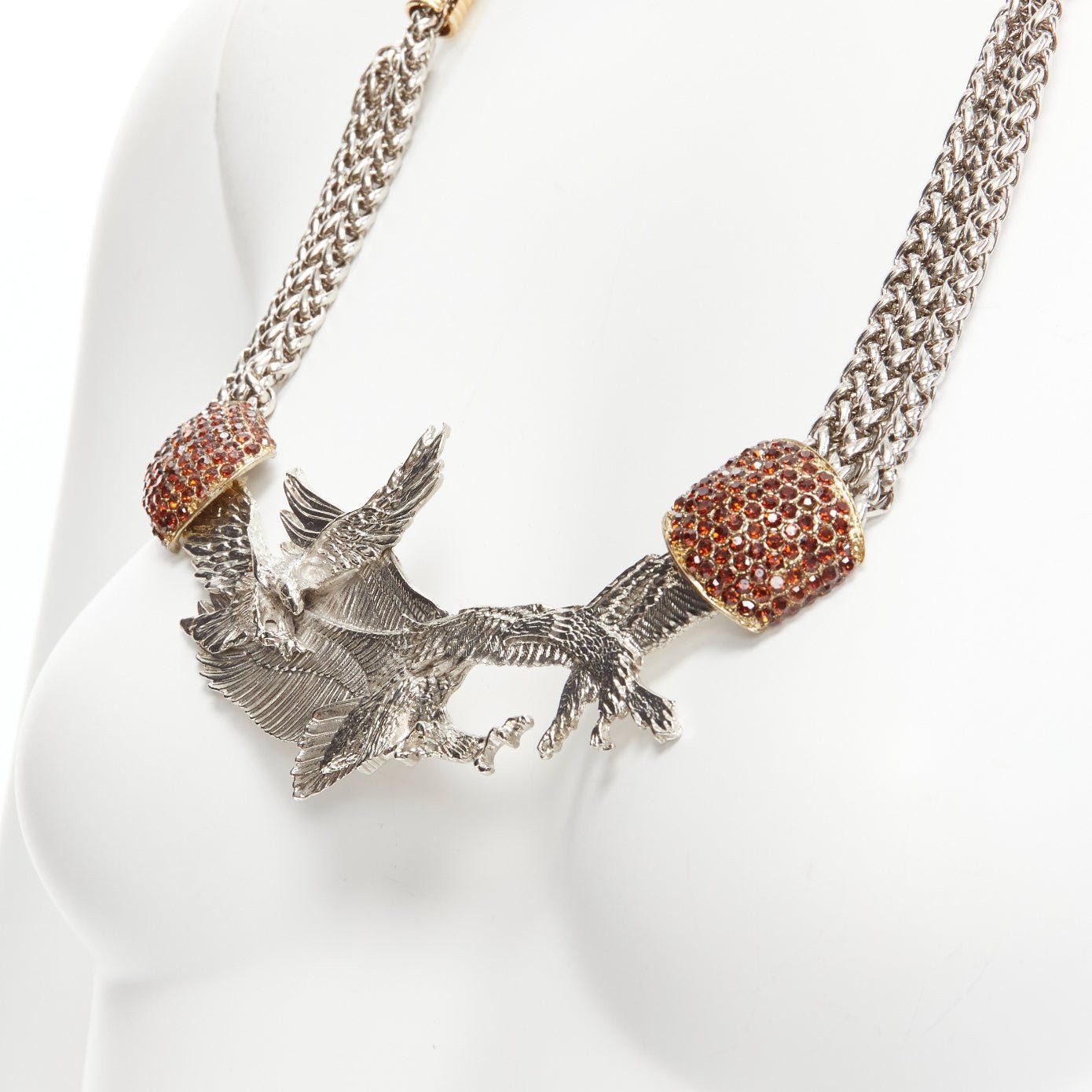 Toga TOGA ARCHIVES silver Eagles red crystal studs chain short necklace Size ONE SIZE - 2 Thumbnail