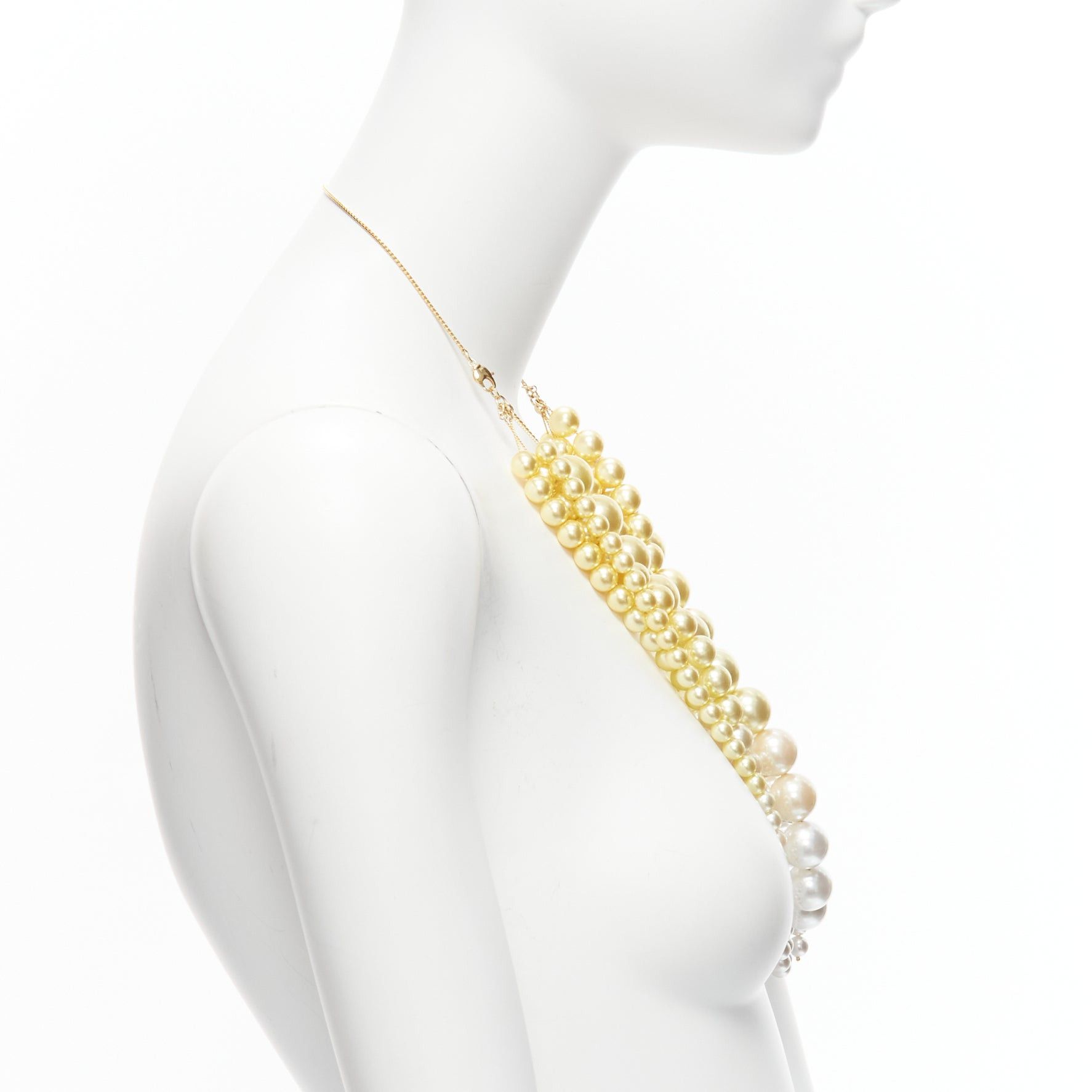 Toga TOGA ARCHIVES yellow white ombre tiered faux pearl statement necklace Size ONE SIZE - 4 Thumbnail