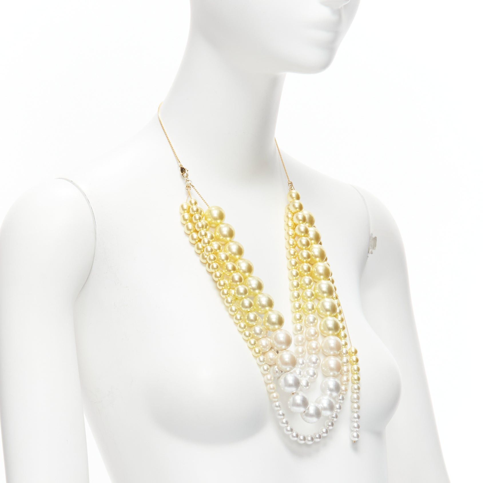 Toga TOGA ARCHIVES yellow white ombre tiered faux pearl statement necklace Size ONE SIZE - 3 Thumbnail