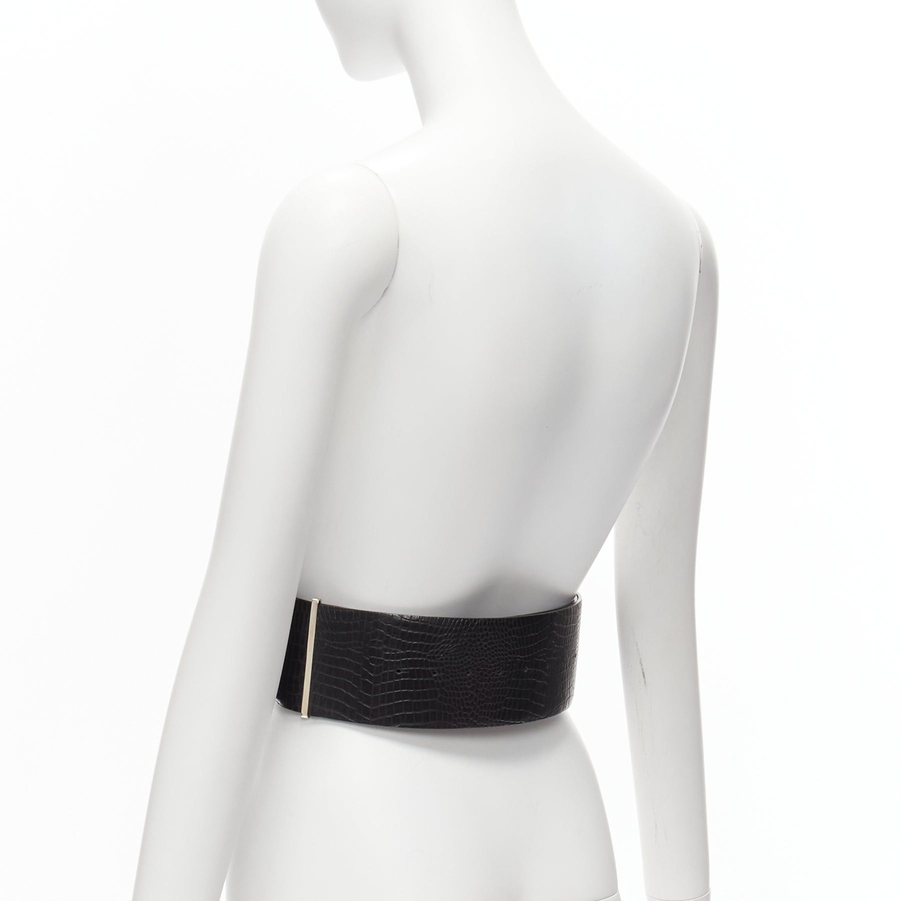 Toga TOGA ARCHIVES black wide embossed leather buckle statement belt Size ONE SIZE - 6 Thumbnail
