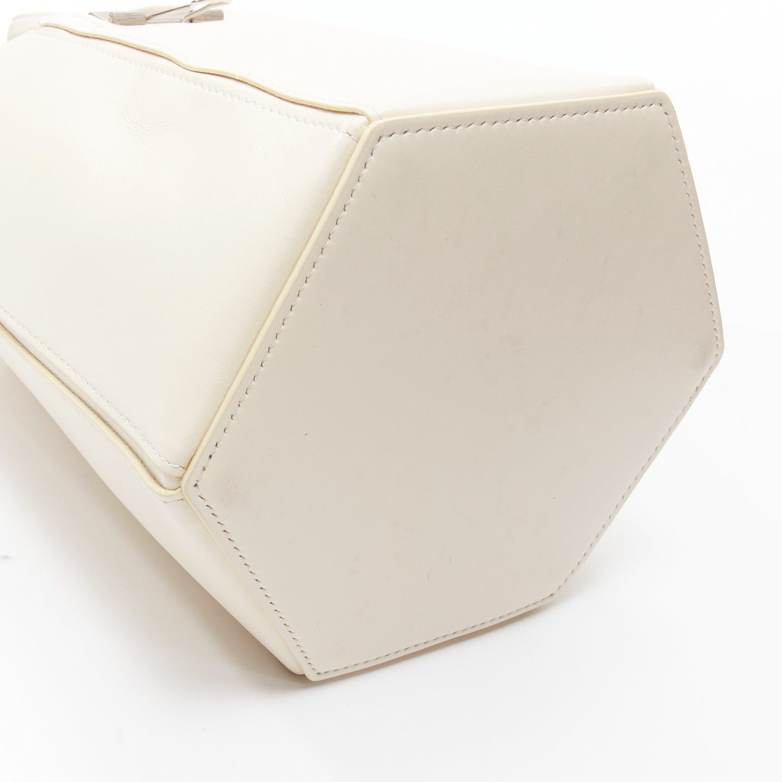 OFF WHITE Virgil Abloh Allen binder clip cream leather drawstring tote bag