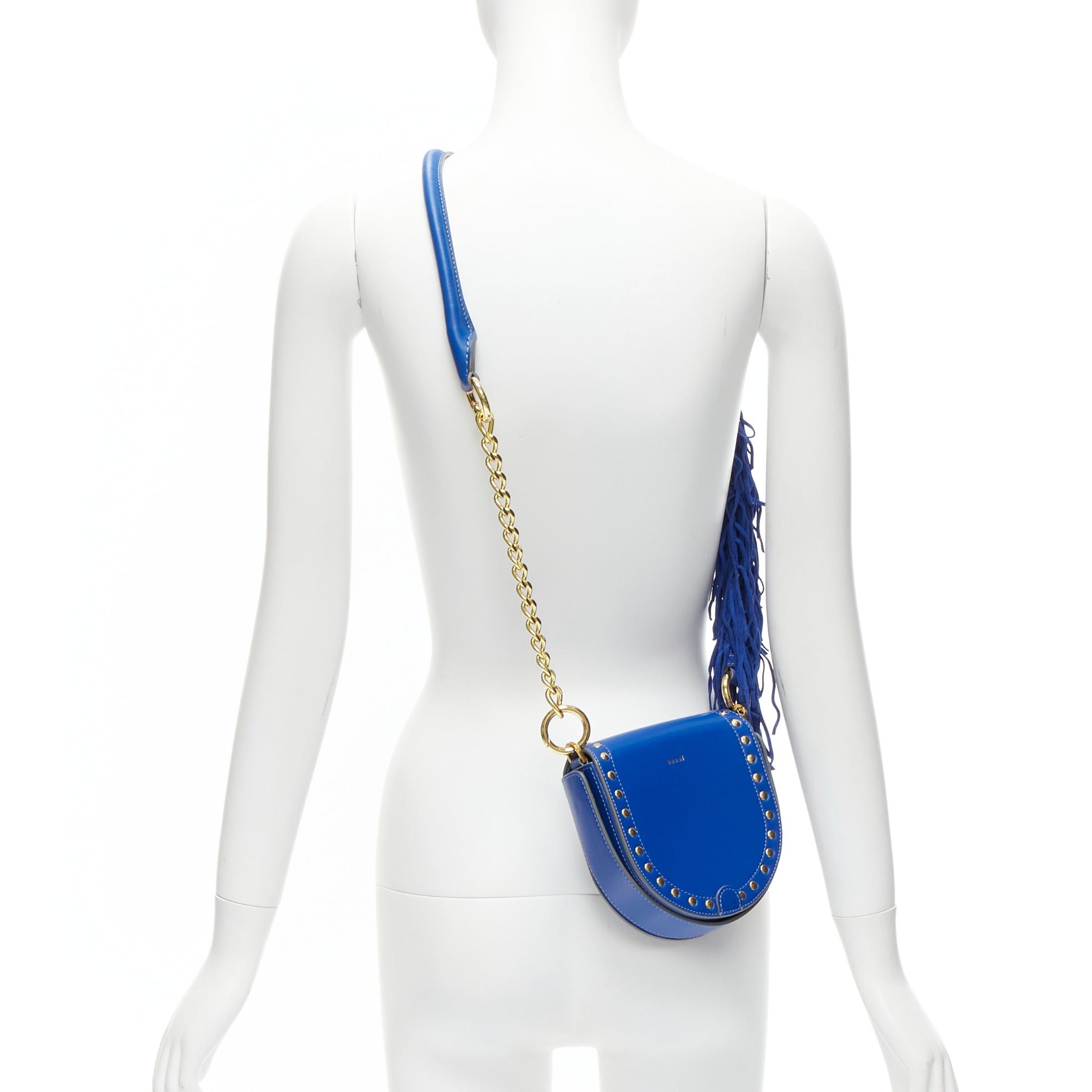 Sacai SACAI Horseshow cobalt blue leather suede fringe studs crossbody bag Size ONE SIZE - 2 Thumbnail
