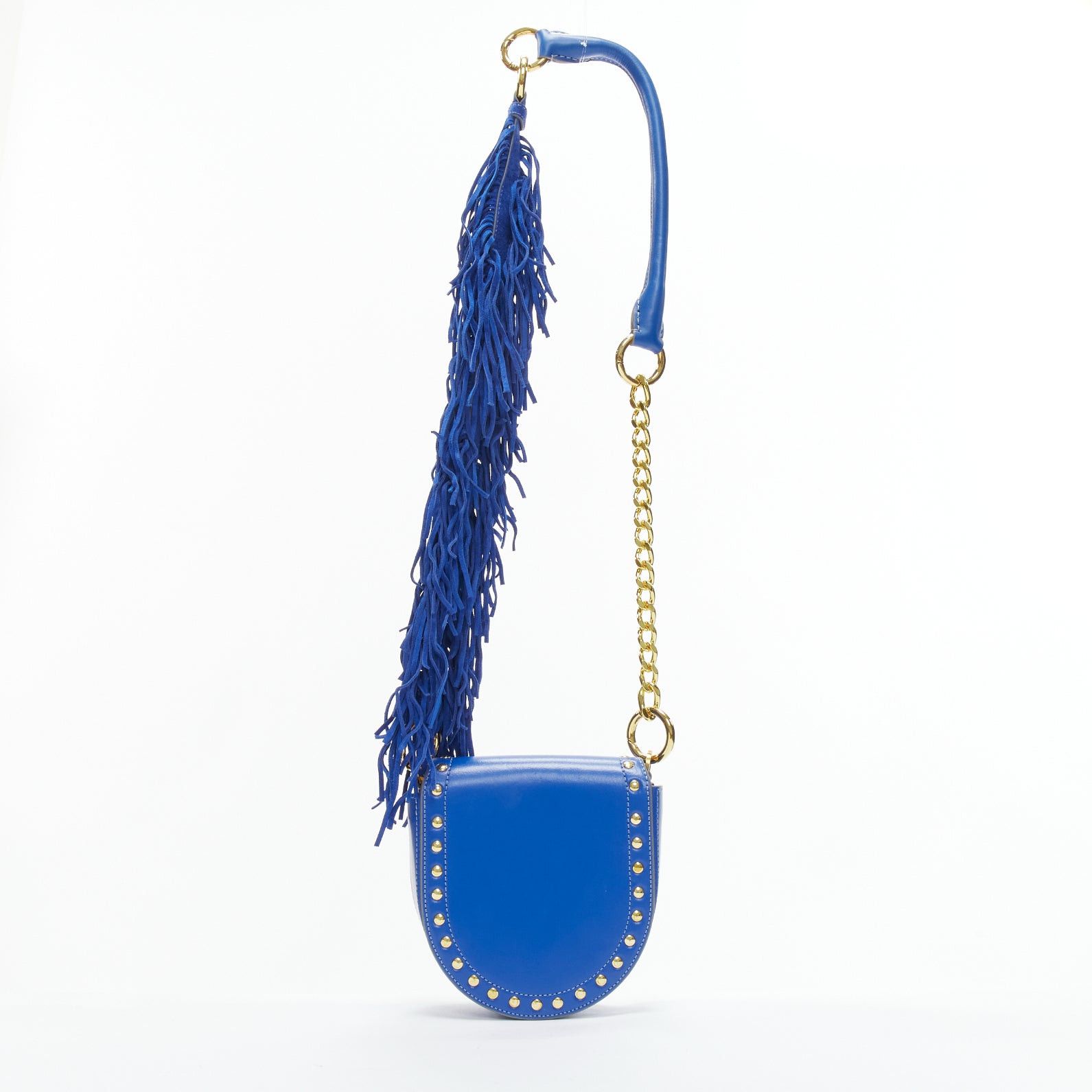 Sacai SACAI Horseshow cobalt blue leather suede fringe studs crossbody bag Size ONE SIZE - 5 Thumbnail