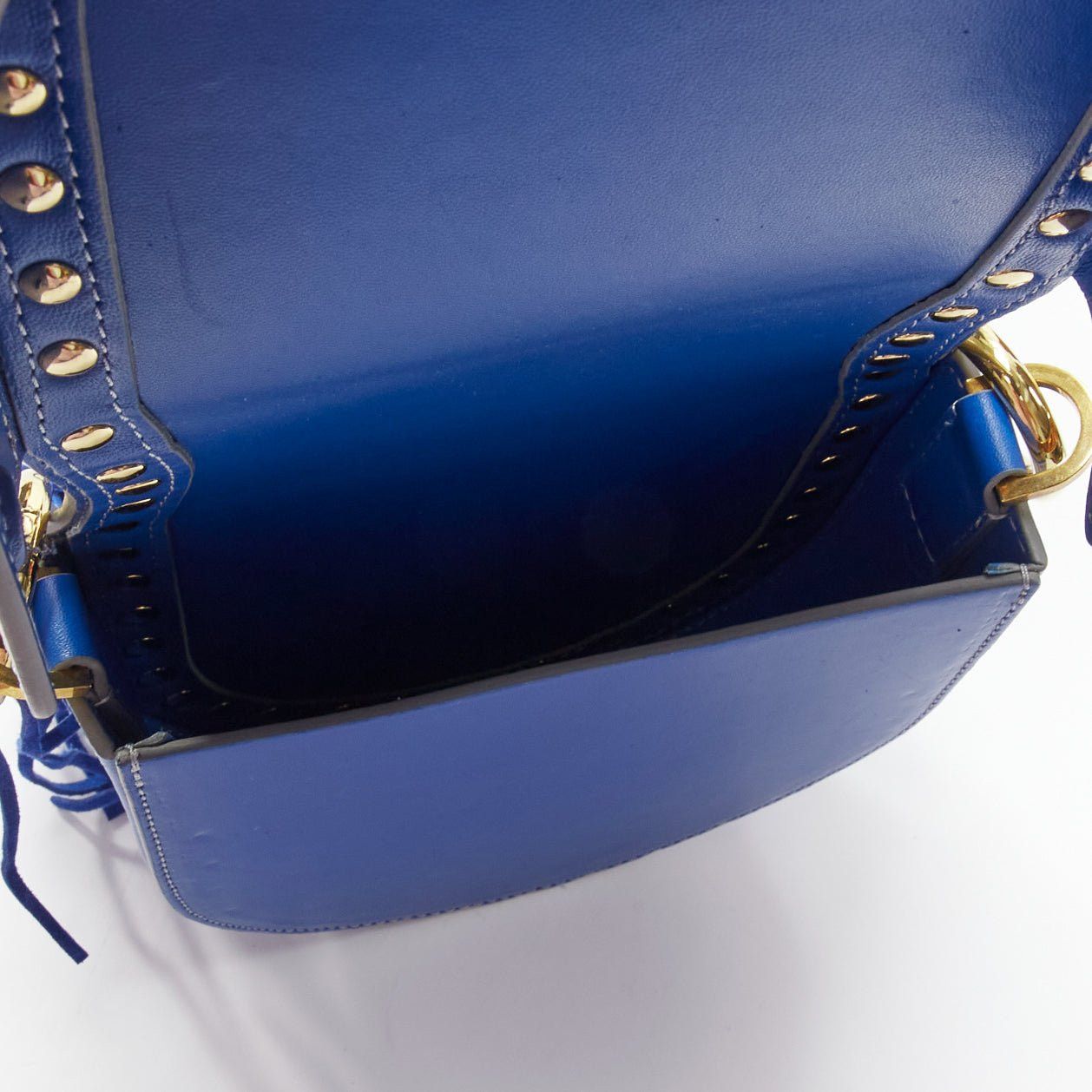 Sacai SACAI Horseshow cobalt blue leather suede fringe studs crossbody bag Size ONE SIZE - 9 Thumbnail