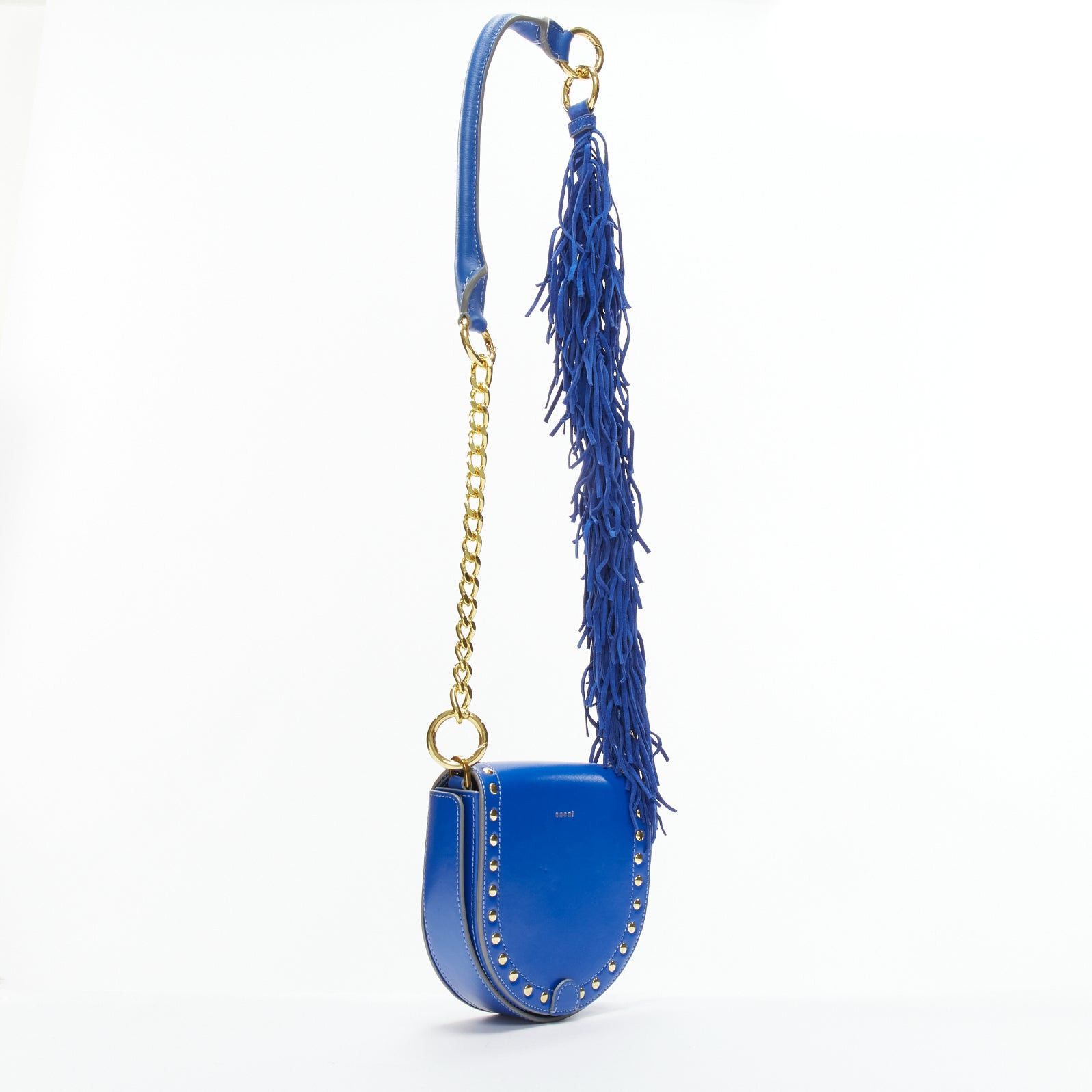 Sacai SACAI Horseshow cobalt blue leather suede fringe studs crossbody bag Size ONE SIZE - 3 Thumbnail