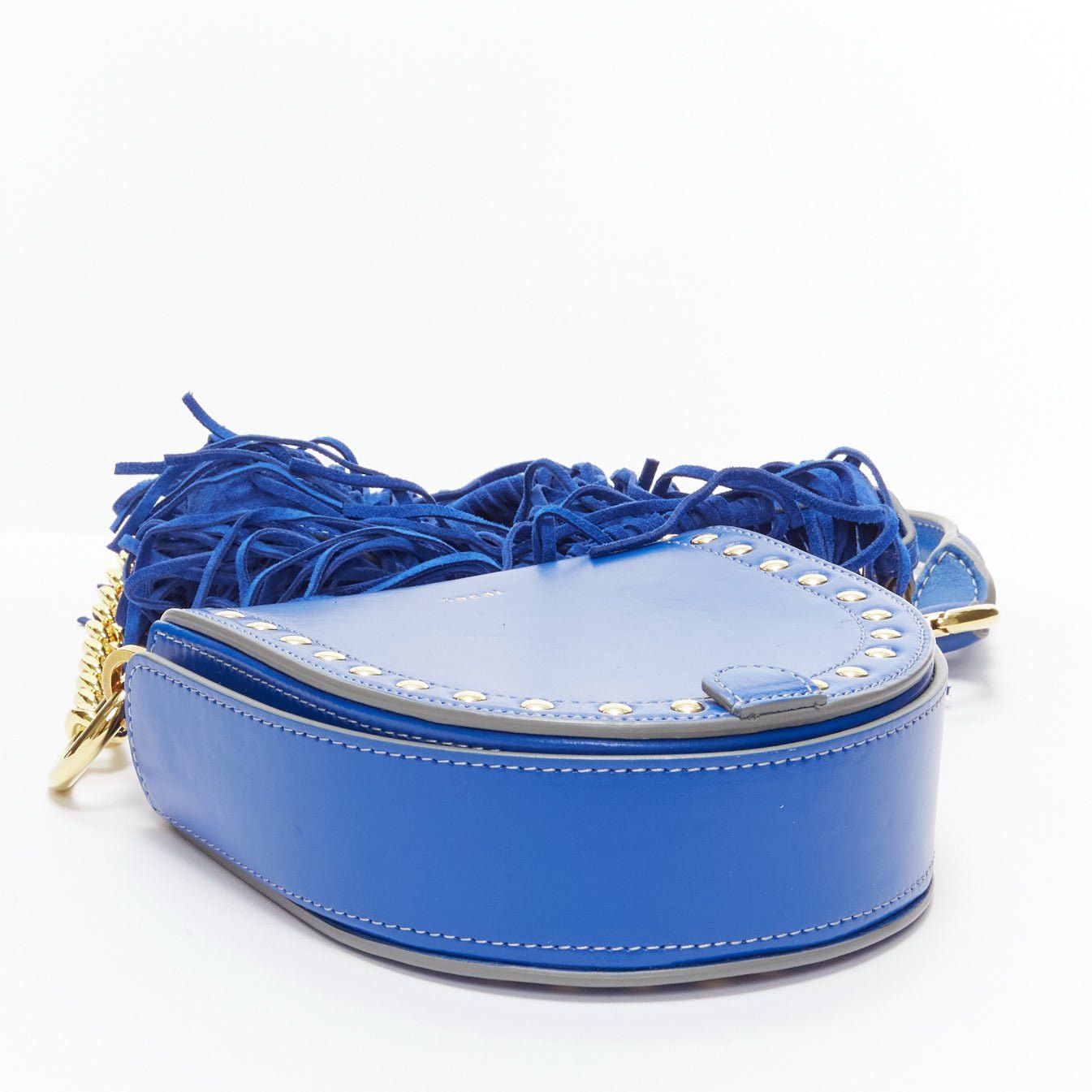 Sacai SACAI Horseshow cobalt blue leather suede fringe studs crossbody bag Size ONE SIZE - 6 Thumbnail
