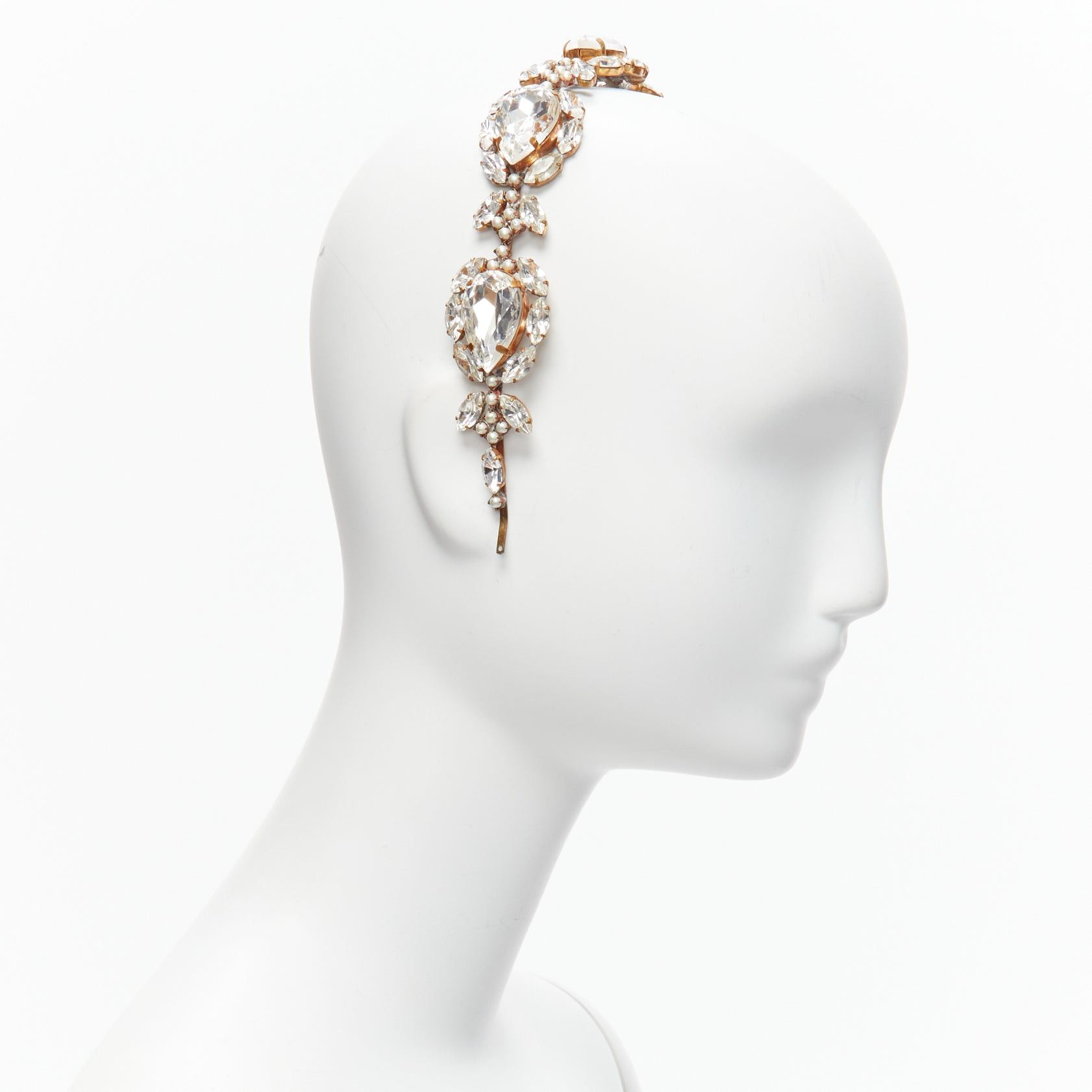 Meadham Kirchhoff rare MEADHAM KIRCHHOFF Lilien Czech Runway crystals pearl bronze alice headband Size ONE SIZE - 4 Thumbnail