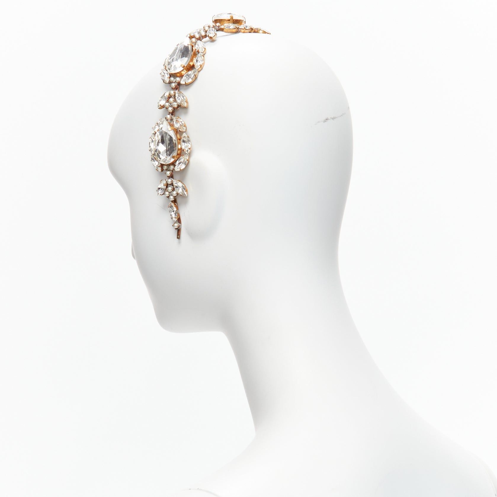 Meadham Kirchhoff rare MEADHAM KIRCHHOFF Lilien Czech Runway crystals pearl bronze alice headband Size ONE SIZE - 6 Thumbnail