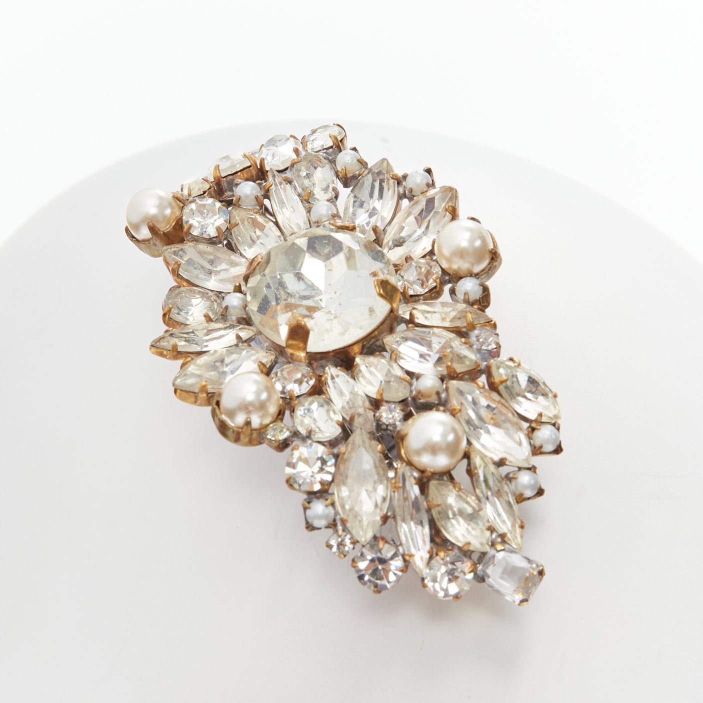 Meadham Kirchhoff rare MEADHAM KIRCHHOFF Lilien Czech Runway crystals pearl bronze oversized hairclips Size ONE SIZE - 2 Thumbnail