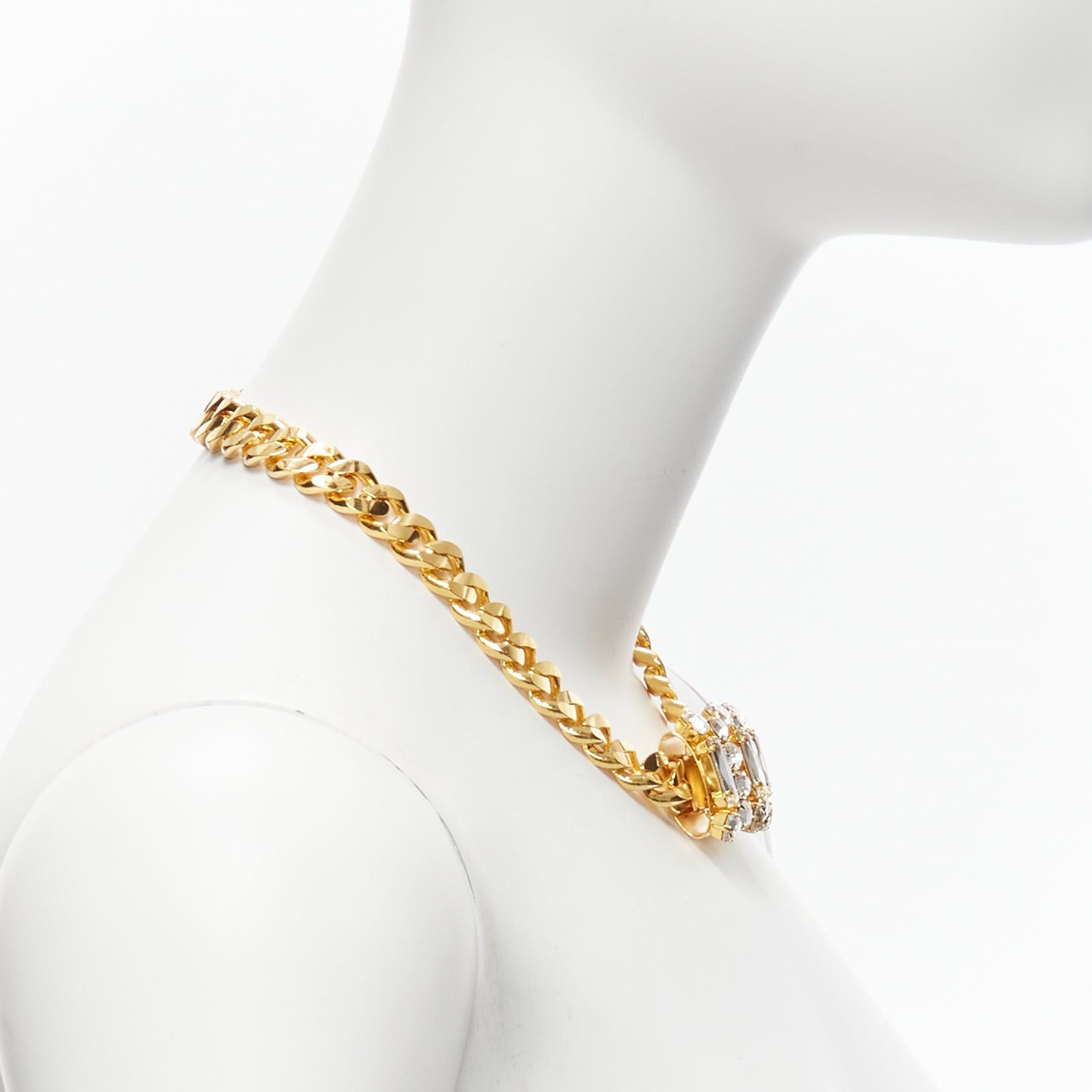 Toga TOGA ARCHIVES clear crystal jewel gold metal bar chain necklace Size ONE SIZE - 3 Thumbnail