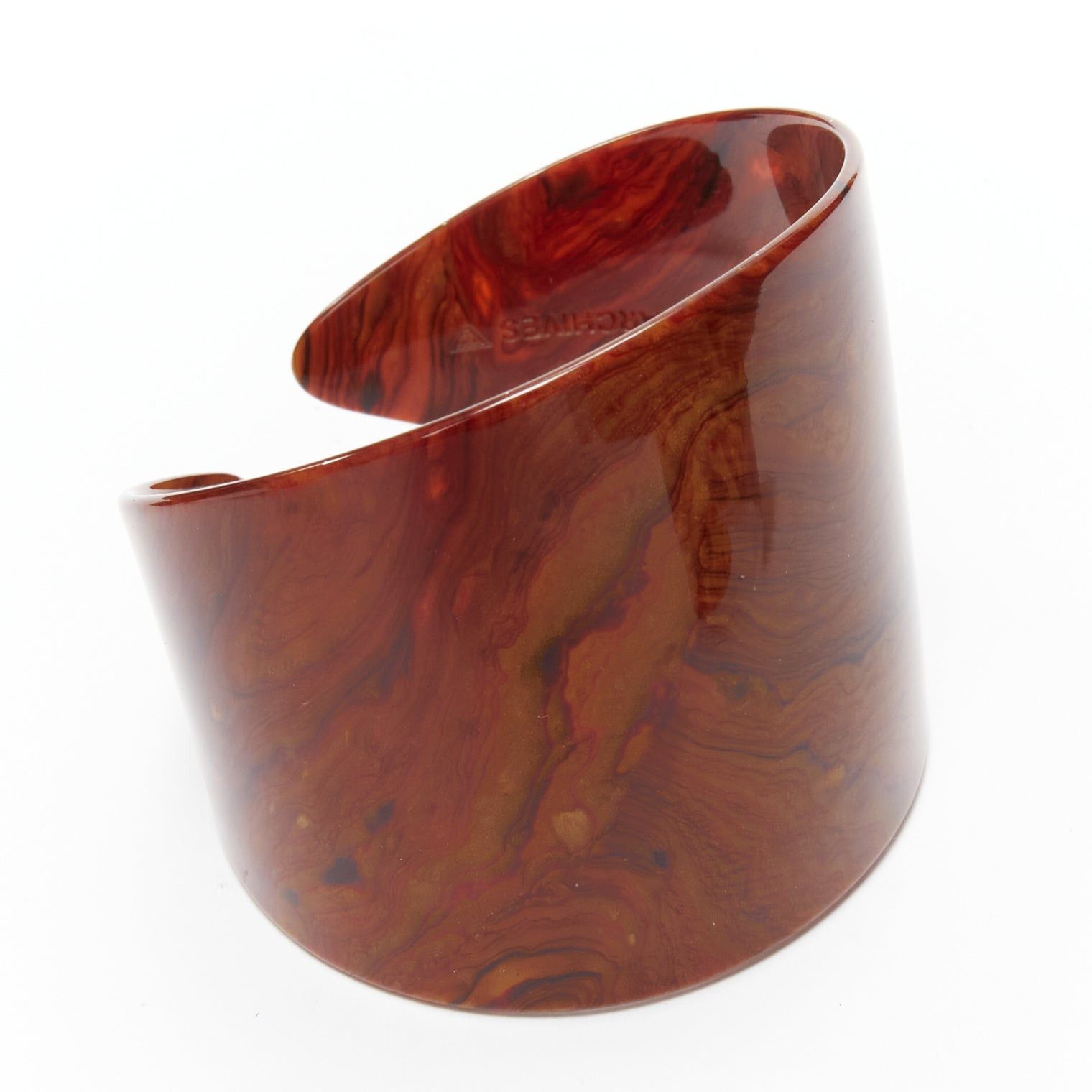 TOGA ARCHIVES brown black acrylic marble print oversized cuffs set
