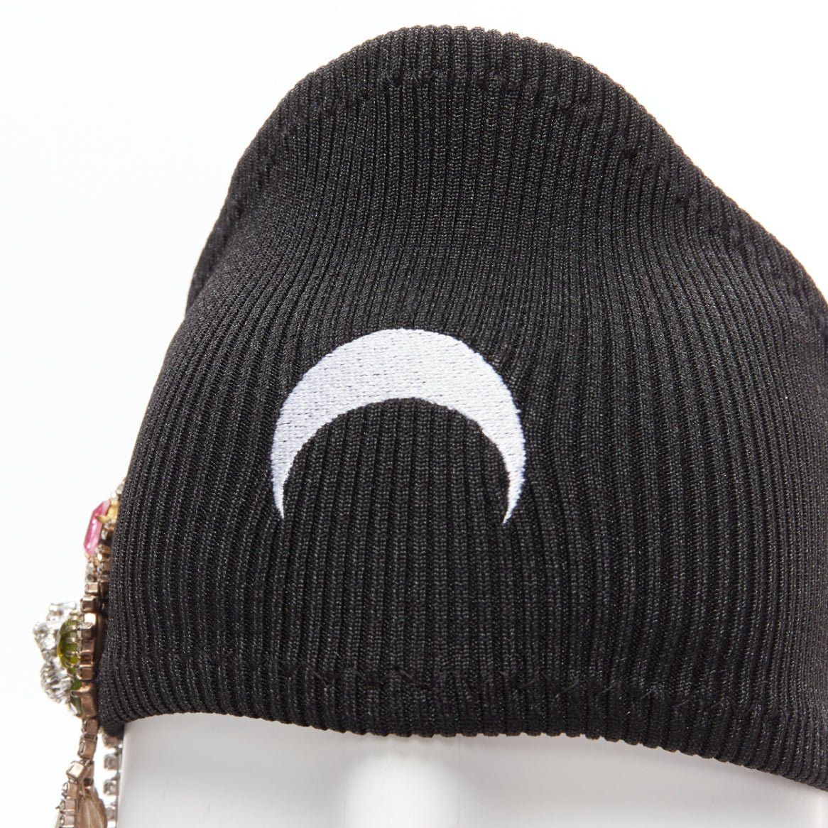 Marine Serre new MARINE SERRE Black Moon logo jewel brooch ribbed headband Size ONE SIZE - 7 Thumbnail