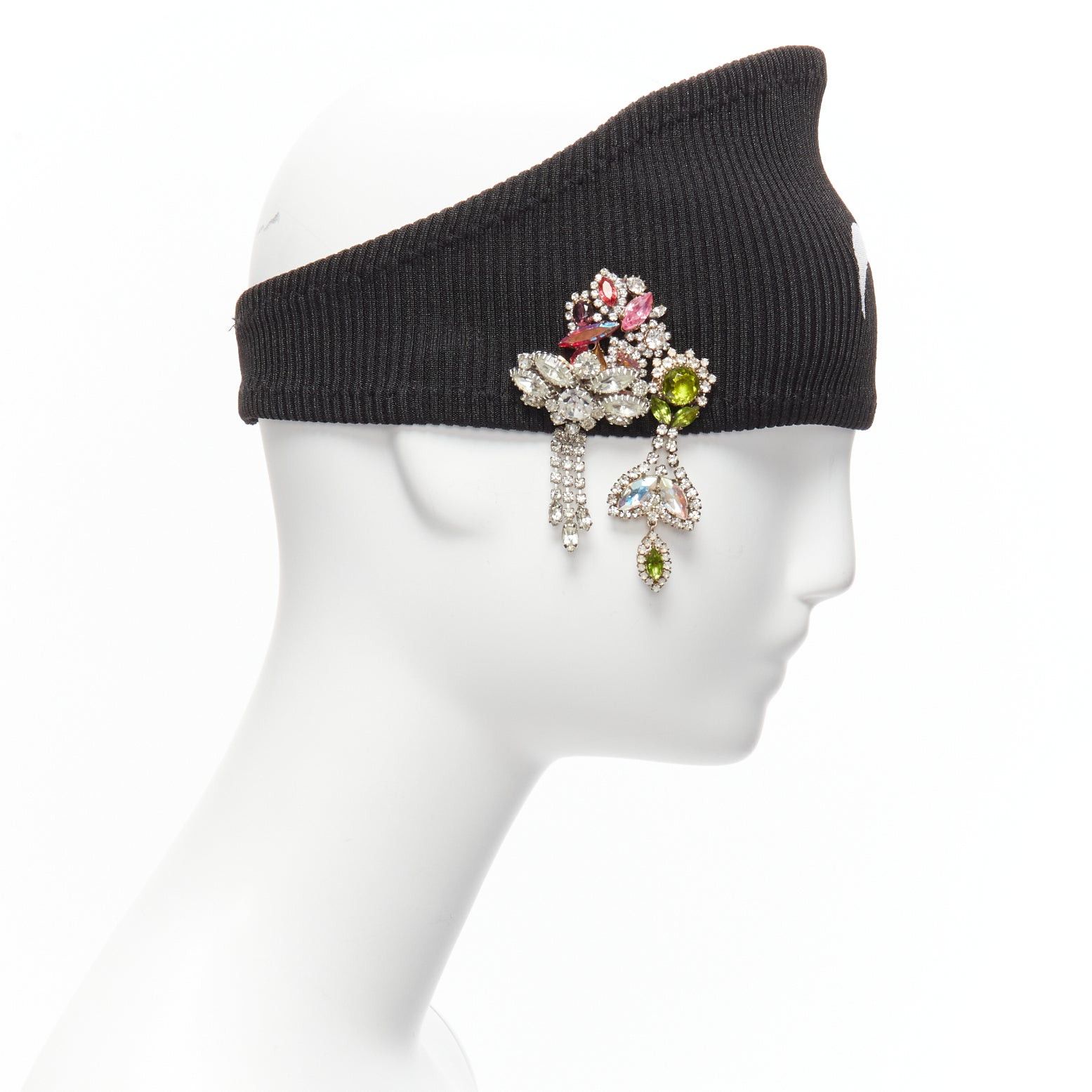 Marine Serre new MARINE SERRE Black Moon logo jewel brooch ribbed headband Size ONE SIZE - 4 Thumbnail