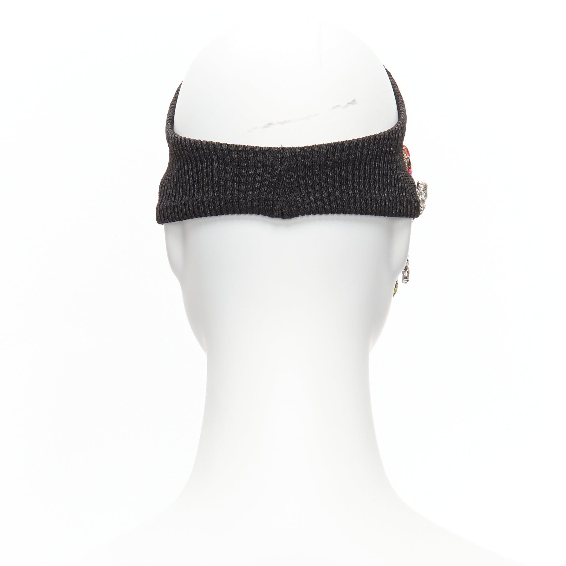 Marine Serre new MARINE SERRE Black Moon logo jewel brooch ribbed headband Size ONE SIZE - 5 Thumbnail