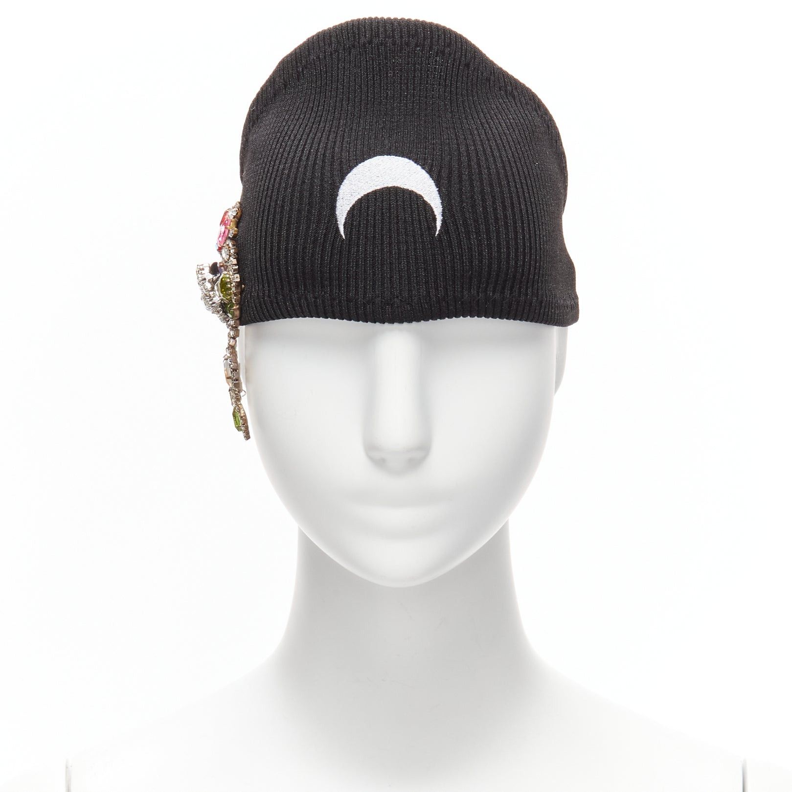 Marine Serre new MARINE SERRE Black Moon logo jewel brooch ribbed headband Size ONE SIZE - 3 Thumbnail