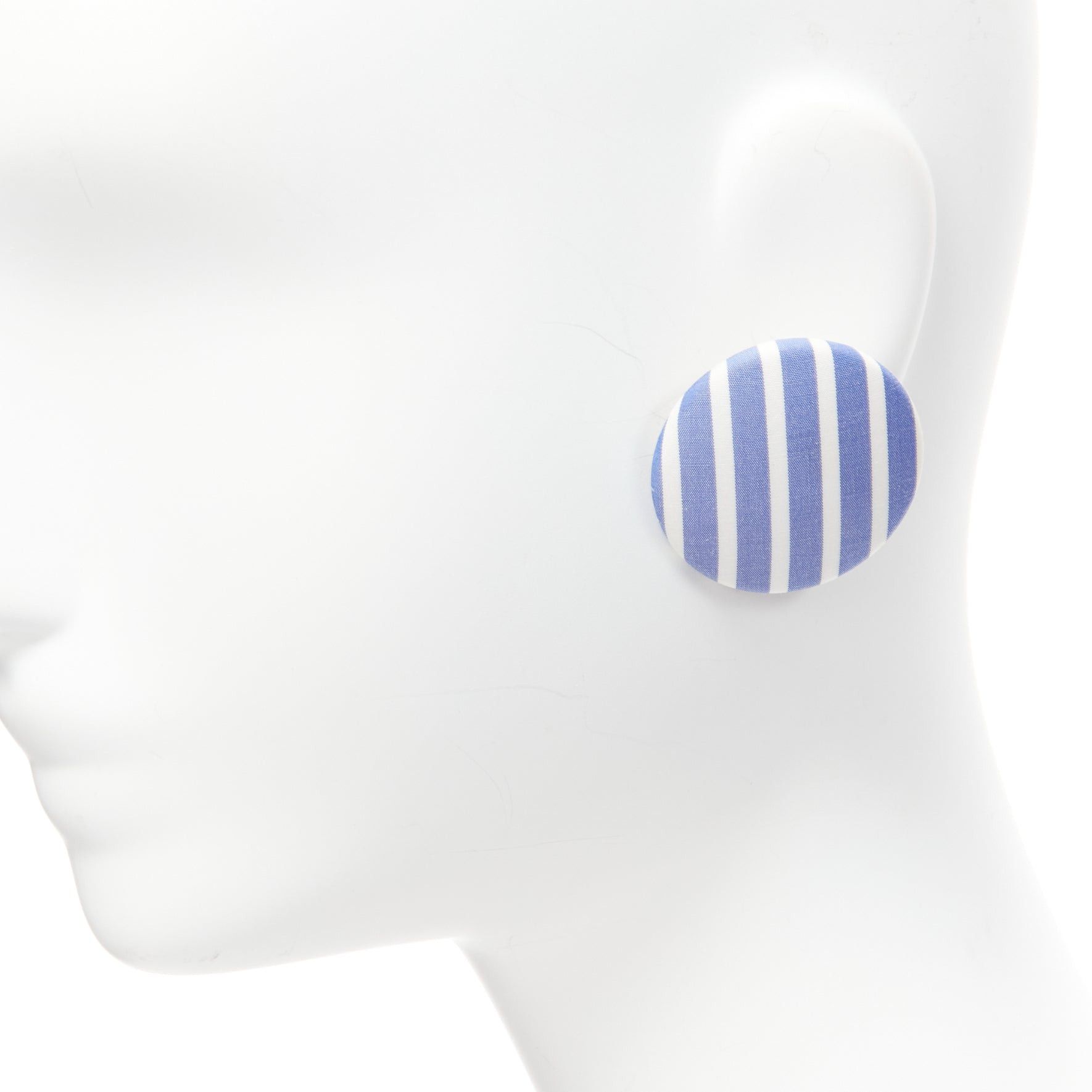 Balenciaga BALENCIAGA blue stripes fabric round badges studs earrings Set 3 Size ONE SIZE - 4 Thumbnail