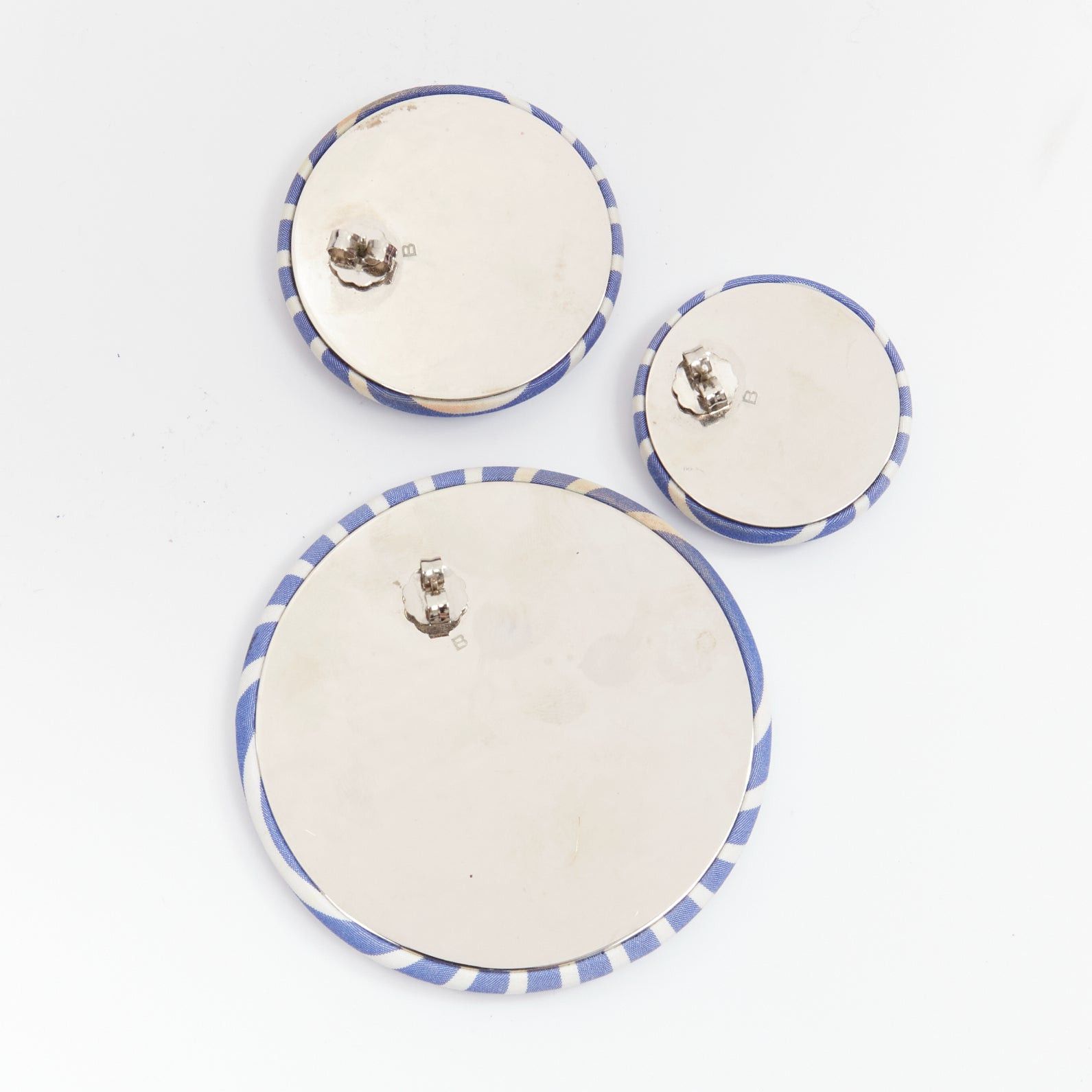 Balenciaga BALENCIAGA blue stripes fabric round badges studs earrings Set 3 Size ONE SIZE - 6 Thumbnail
