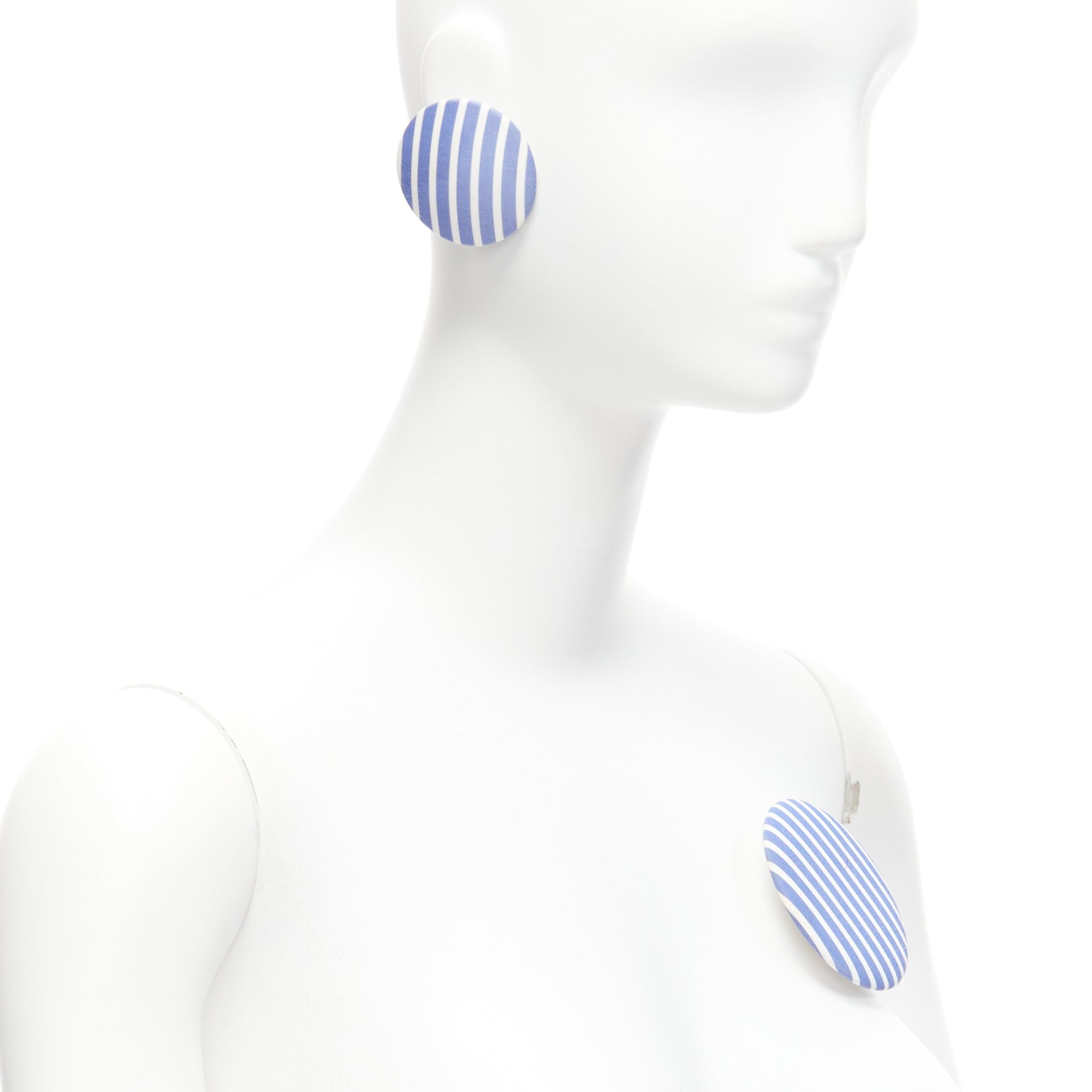Balenciaga BALENCIAGA blue stripes fabric round badges studs earrings Set 3 Size ONE SIZE - 2 Thumbnail