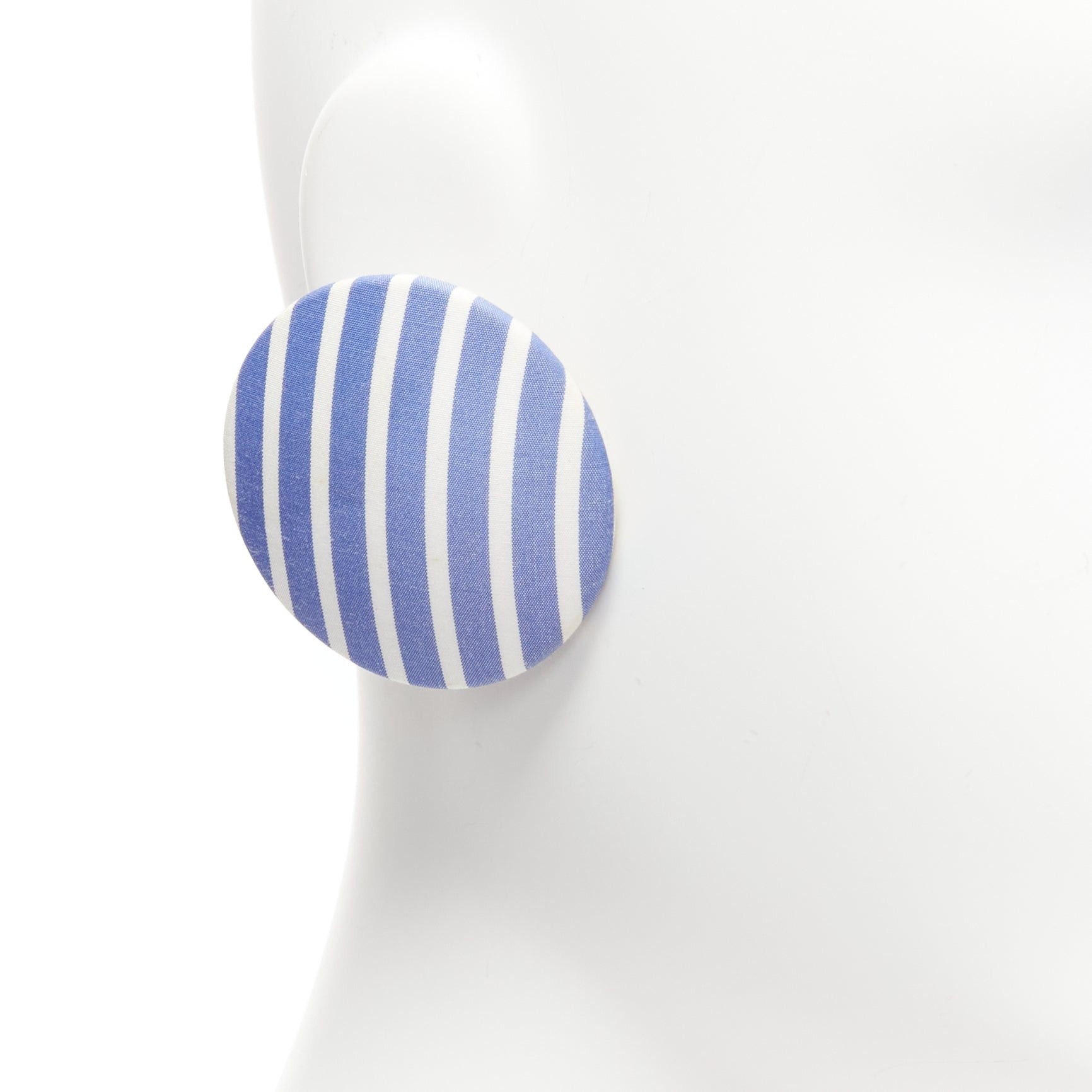 Balenciaga BALENCIAGA blue stripes fabric round badges studs earrings Set 3 Size ONE SIZE - 3 Thumbnail