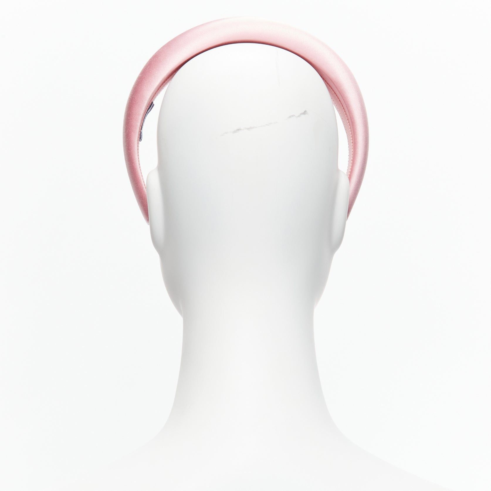 Prada PRADA Alice light pink satin oversized padded puffy headband Size ONE SIZE - 5 Thumbnail
