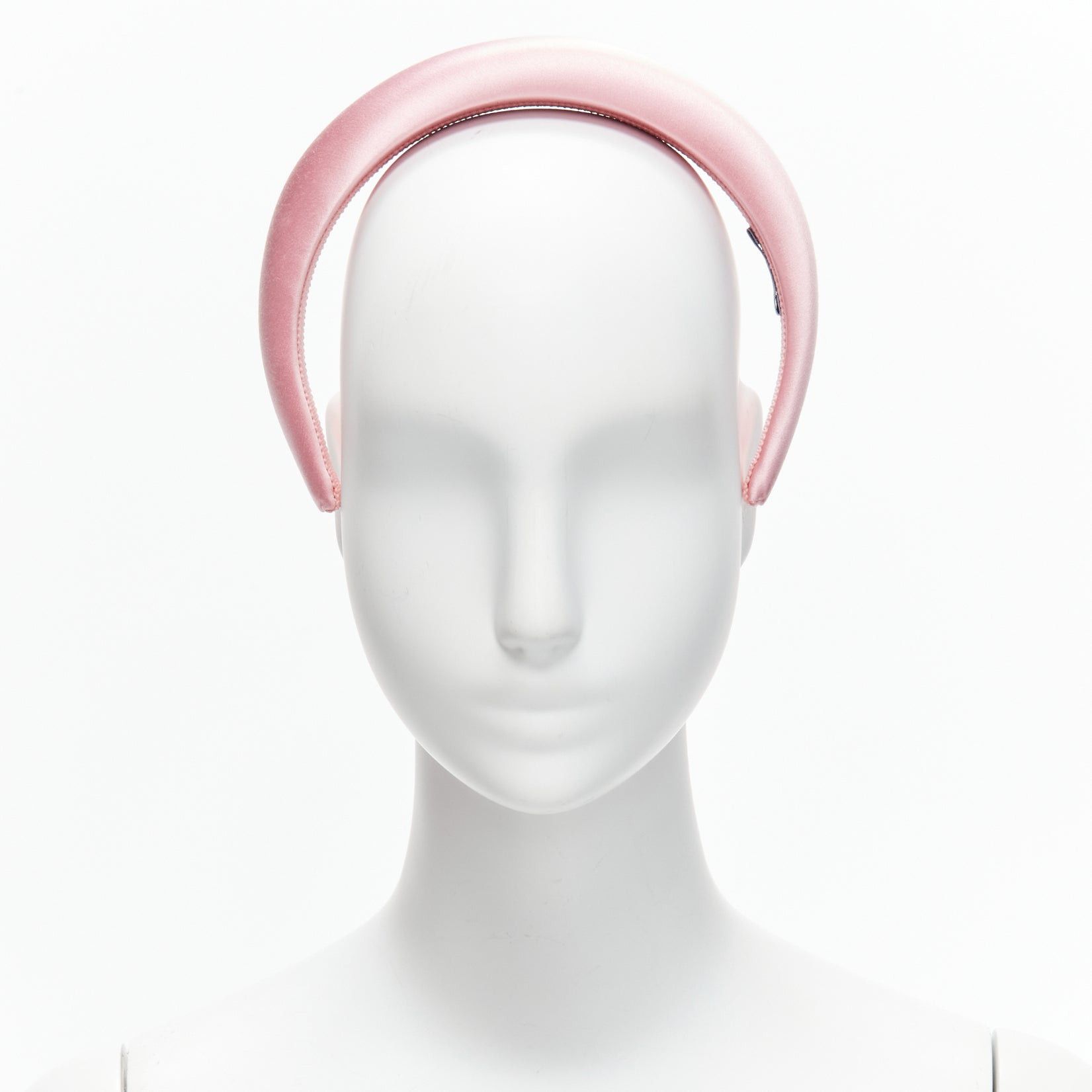 Prada PRADA Alice light pink satin oversized padded puffy headband Size ONE SIZE - 3 Thumbnail