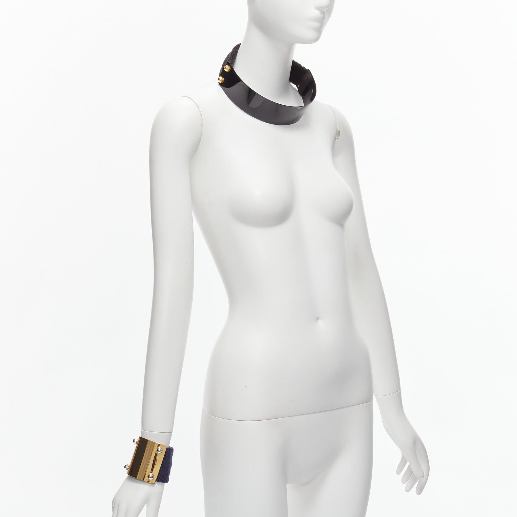 Sacai SACAI AMBUSH black gold navy metal studs terrycloth cuff XL choker set Size ONE SIZE - 3 Thumbnail