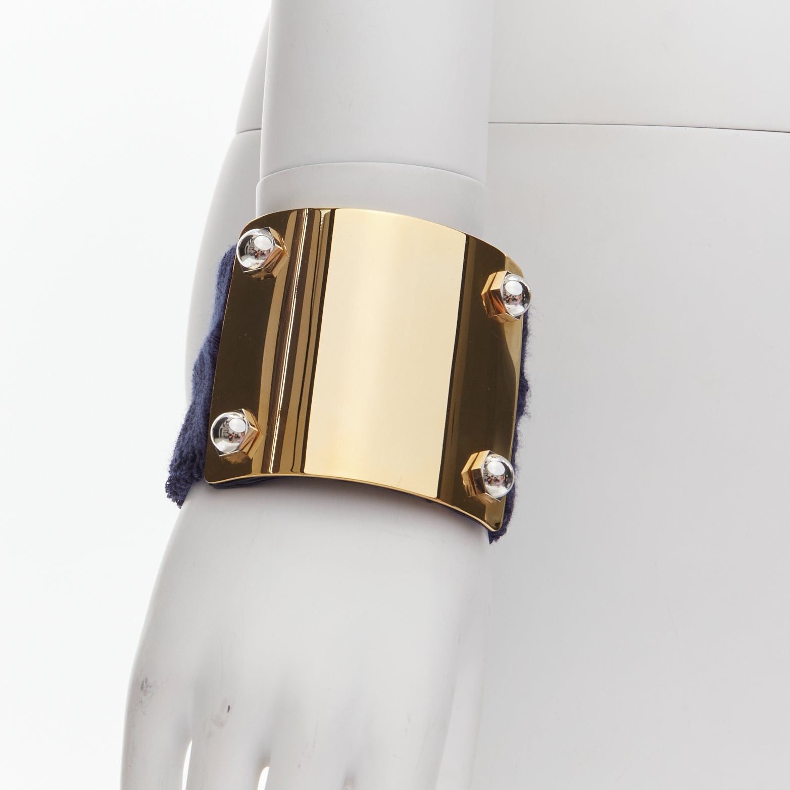 Sacai SACAI AMBUSH black gold navy metal studs terrycloth cuff XL choker set Size ONE SIZE - 2 Thumbnail