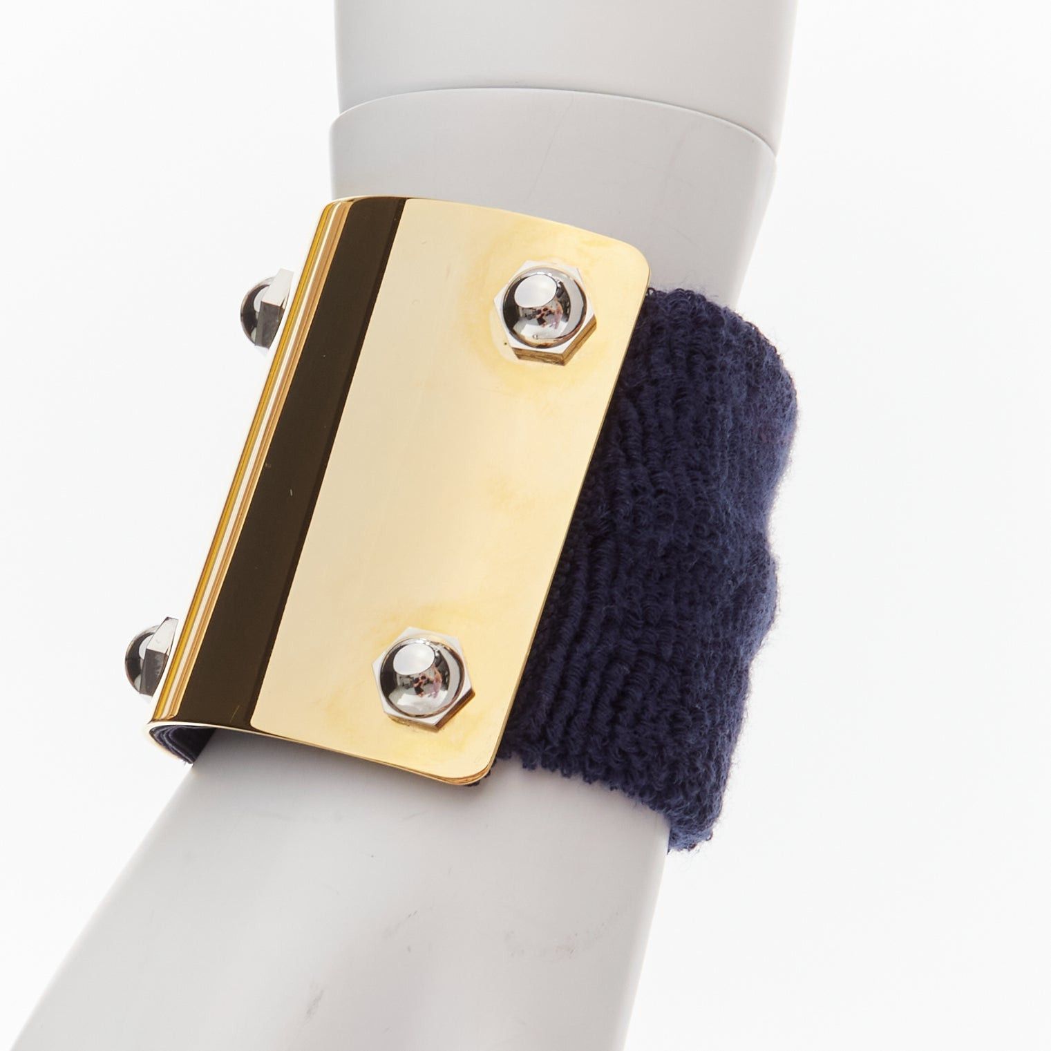 Sacai SACAI AMBUSH black gold navy metal studs terrycloth cuff XL choker set Size ONE SIZE - 7 Thumbnail