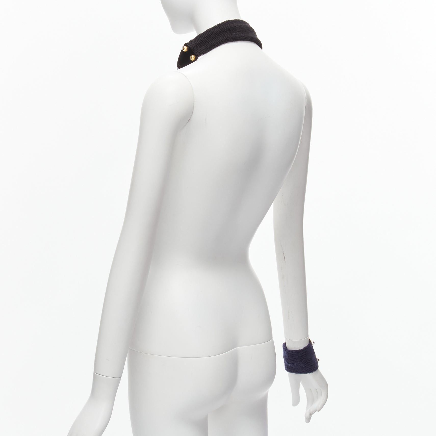 Sacai SACAI AMBUSH black gold navy metal studs terrycloth cuff XL choker set Size ONE SIZE - 6 Thumbnail
